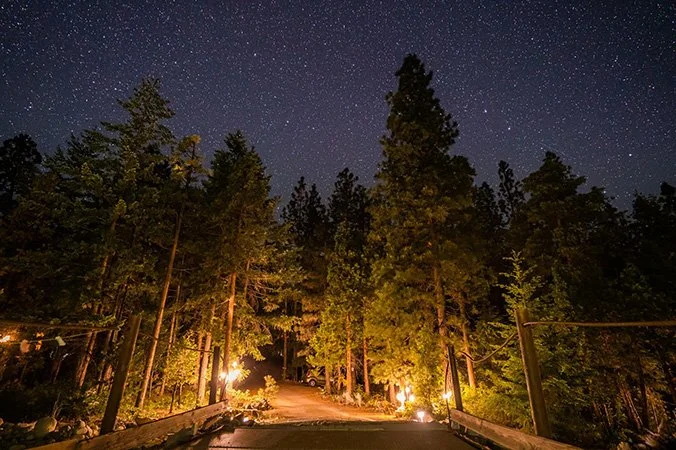  Starlit path and soaking pool through the pines at Hestia Magic monthlong writers retreat 