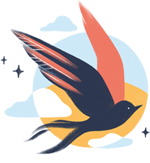 Illustration of a bird soaring over mountains symbolizing Hestia Magic’s nature immersion retreats in Mount Shasta and Hawaii.