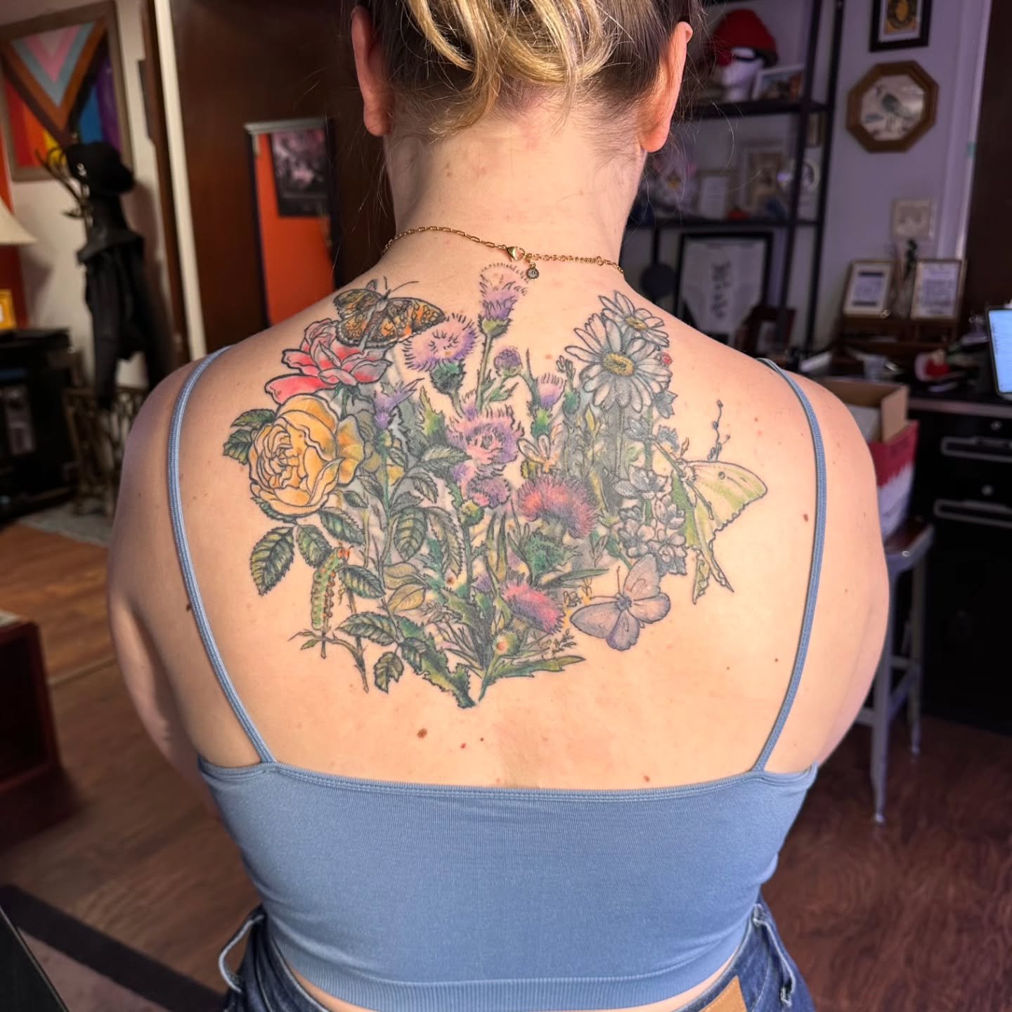 We saw Sam in the shop a while back, they came for a colorful punch-up of their angel wings into a vibrant bouquet of flowers. It's the perfect way to welcome the spring season! Speaking of spring, don't miss our Spring Sale at shop.roguepgh.com for 