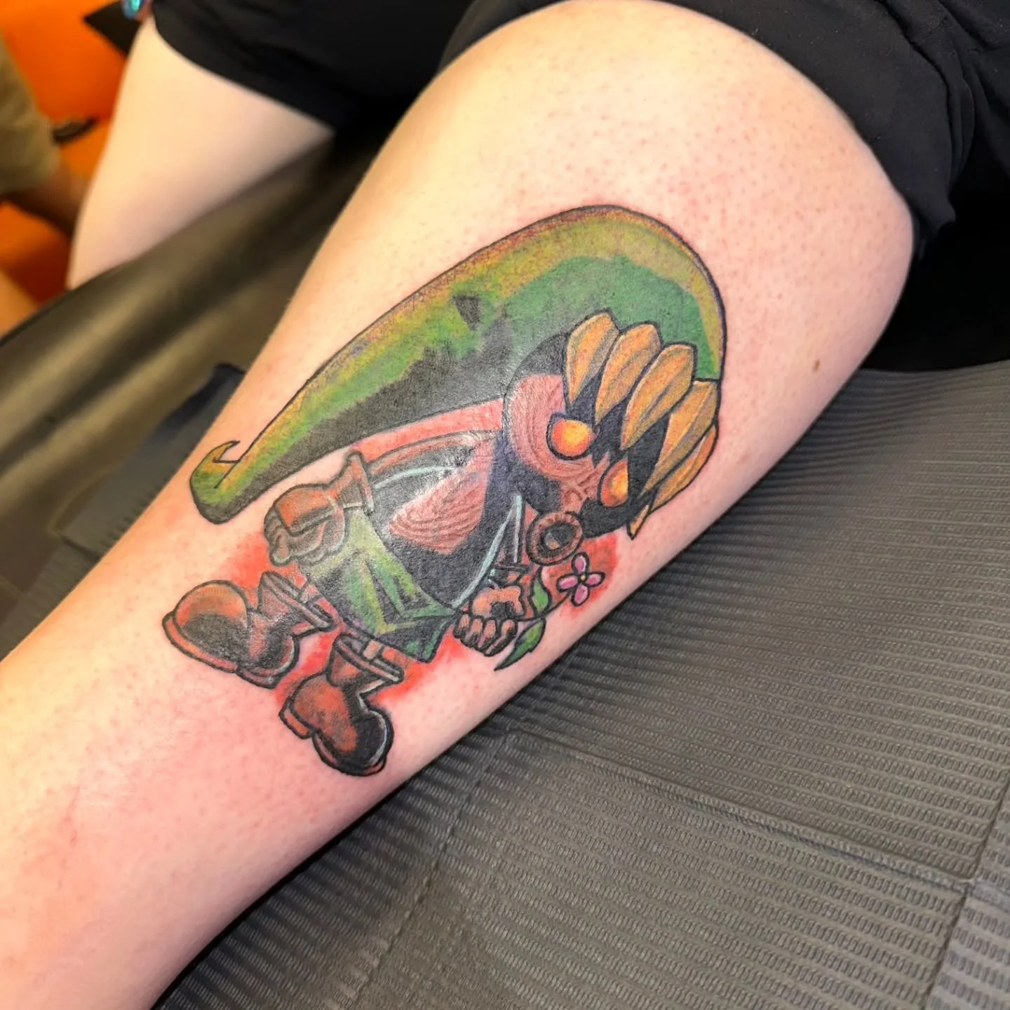 🗡️✨ Reese came through with a 20-year-old Link tattoo that we had the honor of reworking, and now it&rsquo;s looking fresh, bold, and ready for another adventure! 🎮🌿

Got an older tattoo that could use new life? Whether it&rsquo;s a touch-up, rewo