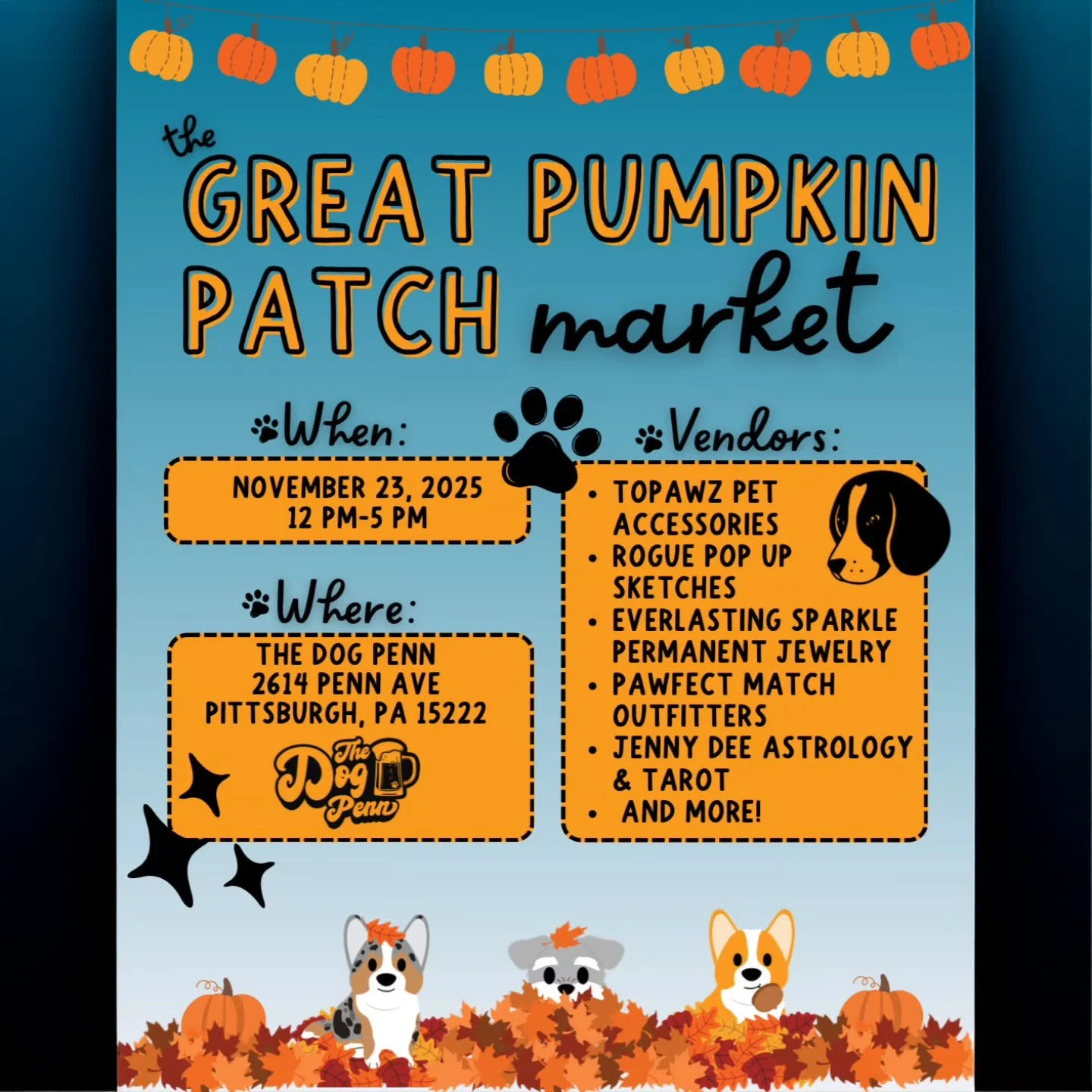 🍂🎃 We&rsquo;re excited to share that we will be part of The Great Pumpkin Patch Market at The Dog Penn in Pittsburgh! 🐾✨

Join us Sunday, November 23rd from 12&ndash;5 PM for a cozy fall afternoon filled with local vendors, handmade art, pet-frien
