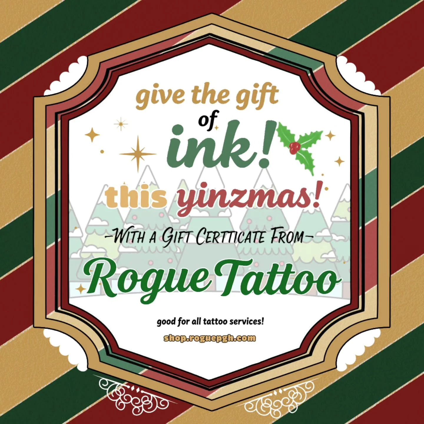 🎁 Time to give the ultimate gift! 🎁

Skip the stress of shopping and give the gift of fresh ink with a Rogue Gift Certificate! 🎨✨

It's the perfect present for the tattoo lover in your life (or maybe even a treat for yourself 😉).

👉 Visit our we