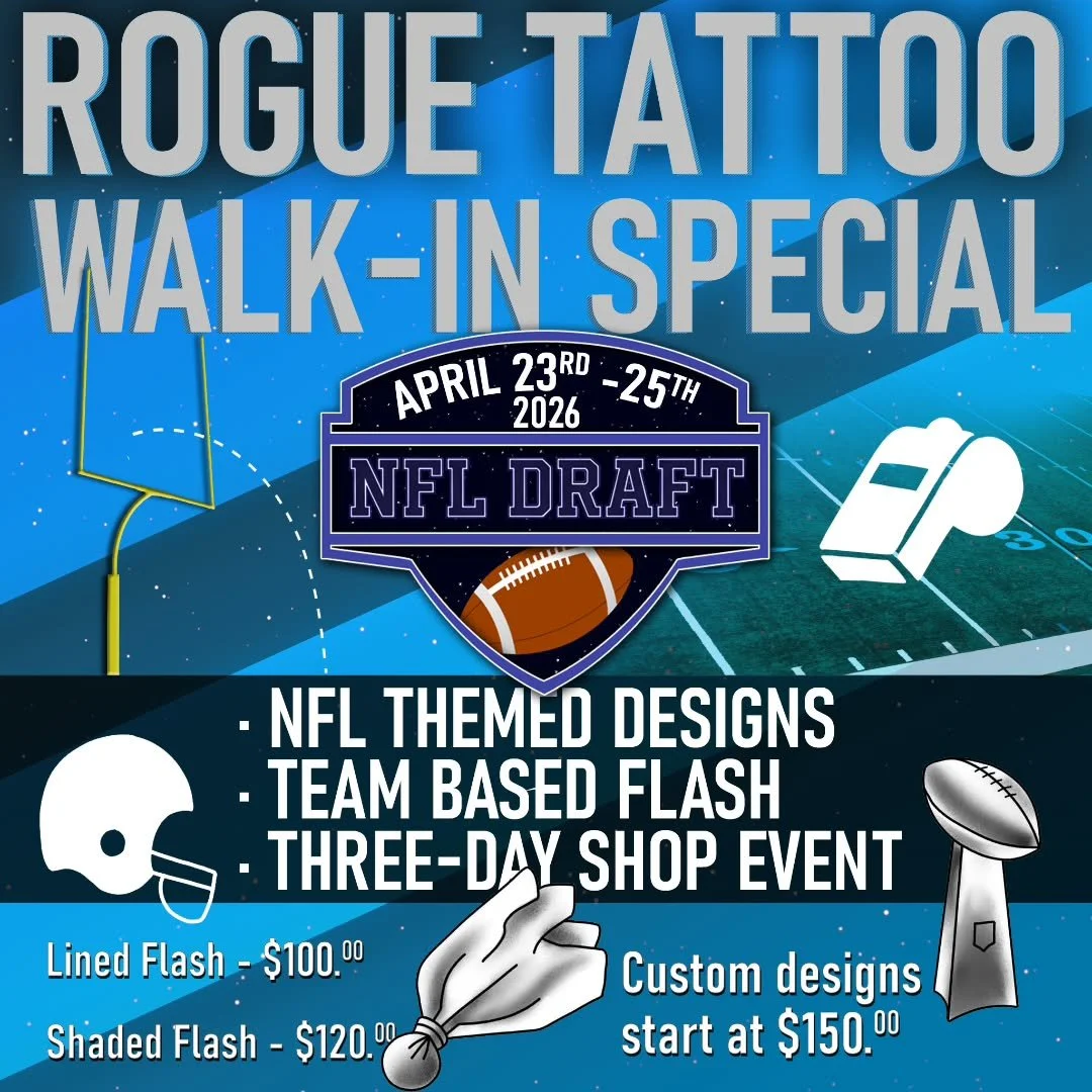 Score some new ink! 🏈🎨

We are kicking off a massive three-day flash event starting April 23rd and running through the 25th in celebration of the NFL Draft! We&rsquo;ll have a selection of NFL and sports-themed designs ready to go.

The action star