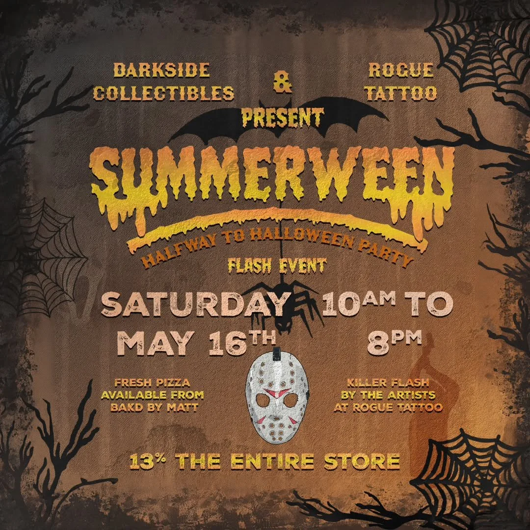 If you haven't already, mark your calendars, because this Saturday, May 16th, we are heading back to Plum to team up with the legends at Darkside Collectibles for our massive "Summerween" flash event! We are bringing those spooky vibes to t