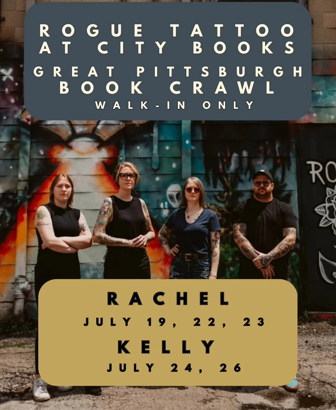 Mark your calendars, book lovers and tattoo collectors! 📚✨

Rogue Tattoo is heading to City Books for the Great Pittsburgh Book Crawl! If you love getting out to support local independent businesses and leaving with killer flash, this is the perfect