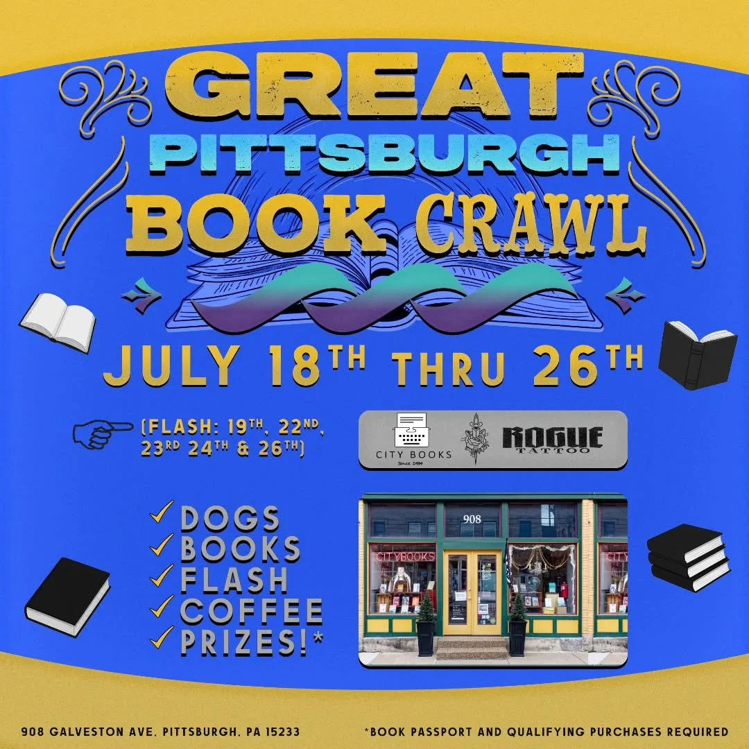 Mark your calendars, book lovers and tattoo collectors! 📚✨

Rogue Tattoo is heading to City Books for the Great Pittsburgh Book Crawl! If you love getting out to support local independent businesses and leaving with killer flash, this is the perfect