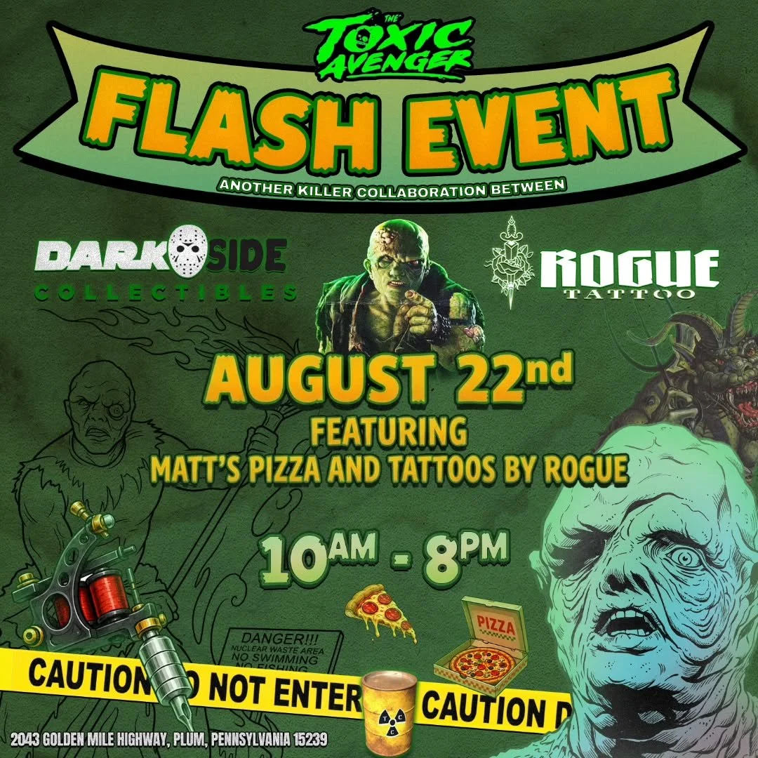 Tromaville comes to Darkside! ☣️🍕✨

We are once again heading over to hang out with the awesome crew at @darkside_collectibles_ for a killer flash event!

This Toxic Avenger themed shindig will be taking place on Saturday, August 22nd, between 10am 