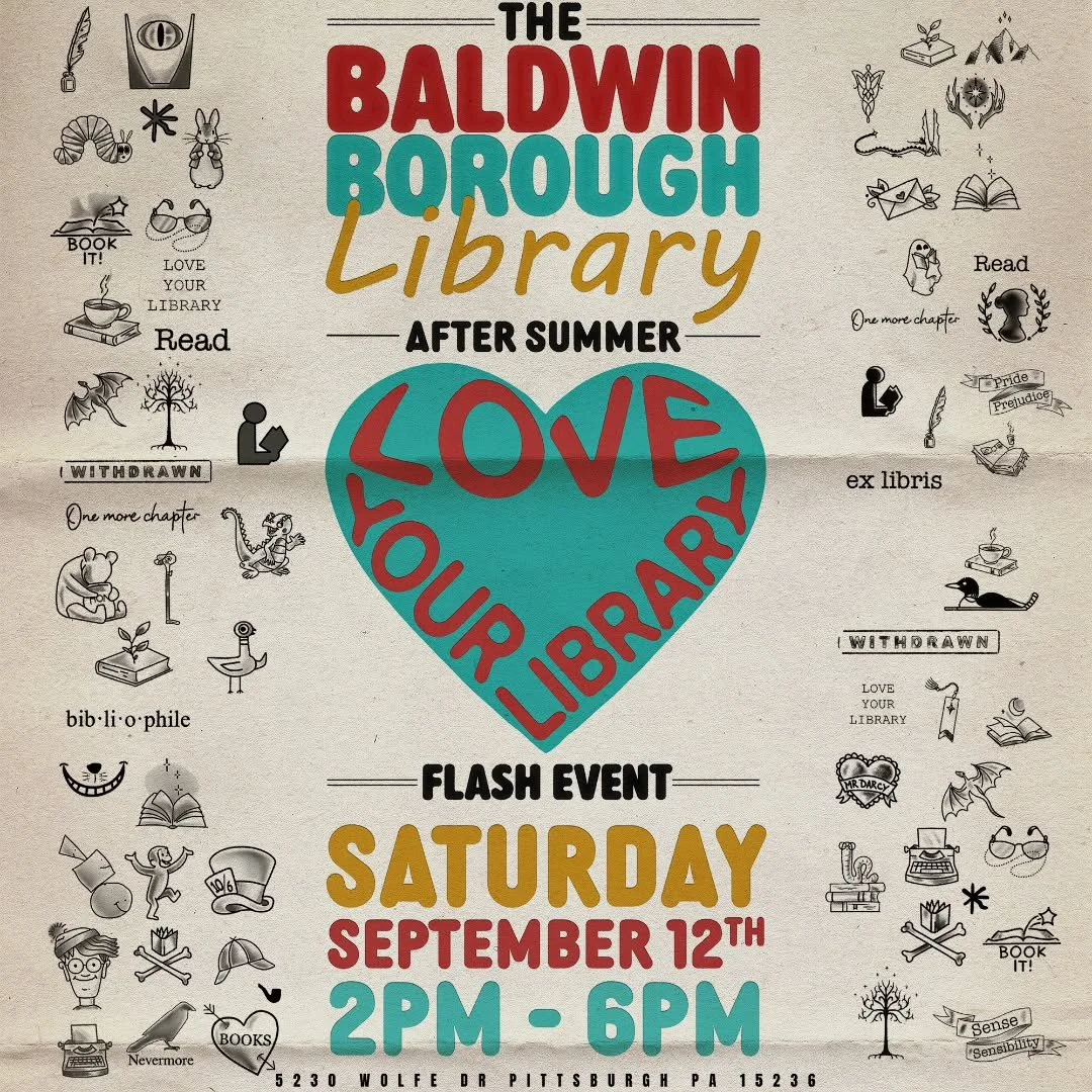 Baldwin Borough Library "Love your Library" Tattoo Fundraiser with Rogue Tattoo 📚⚡️

Tattoos in the library are back by popular demand! 🥀✨

The crew from Rogue Tattoo is setting up shop in the BBPL program room this September for another 