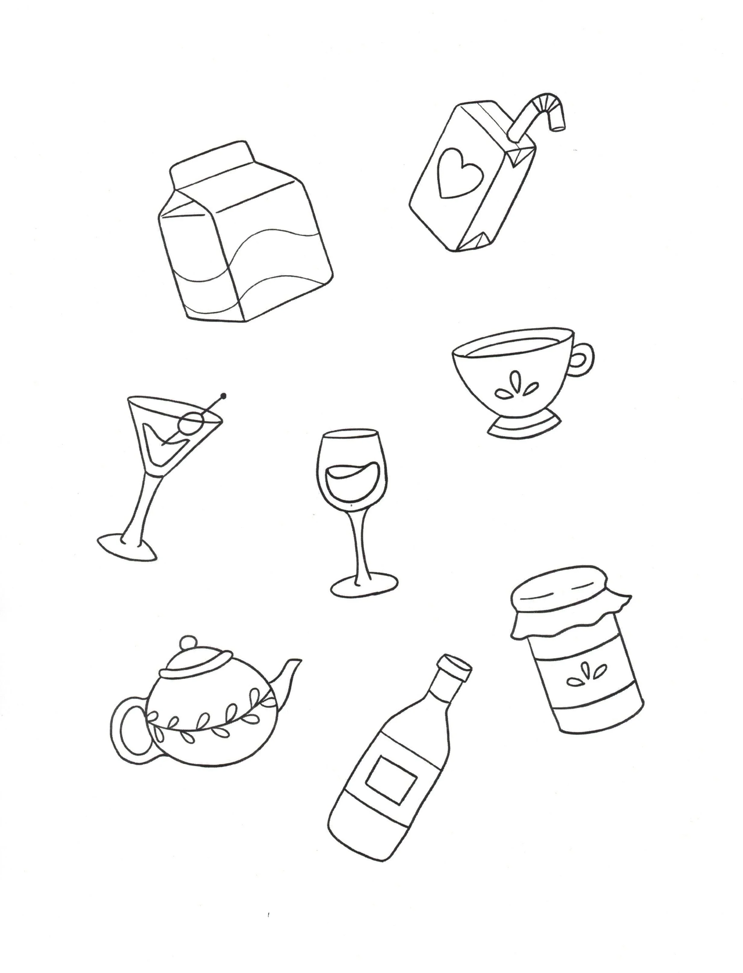 Black and white line-only flash designs