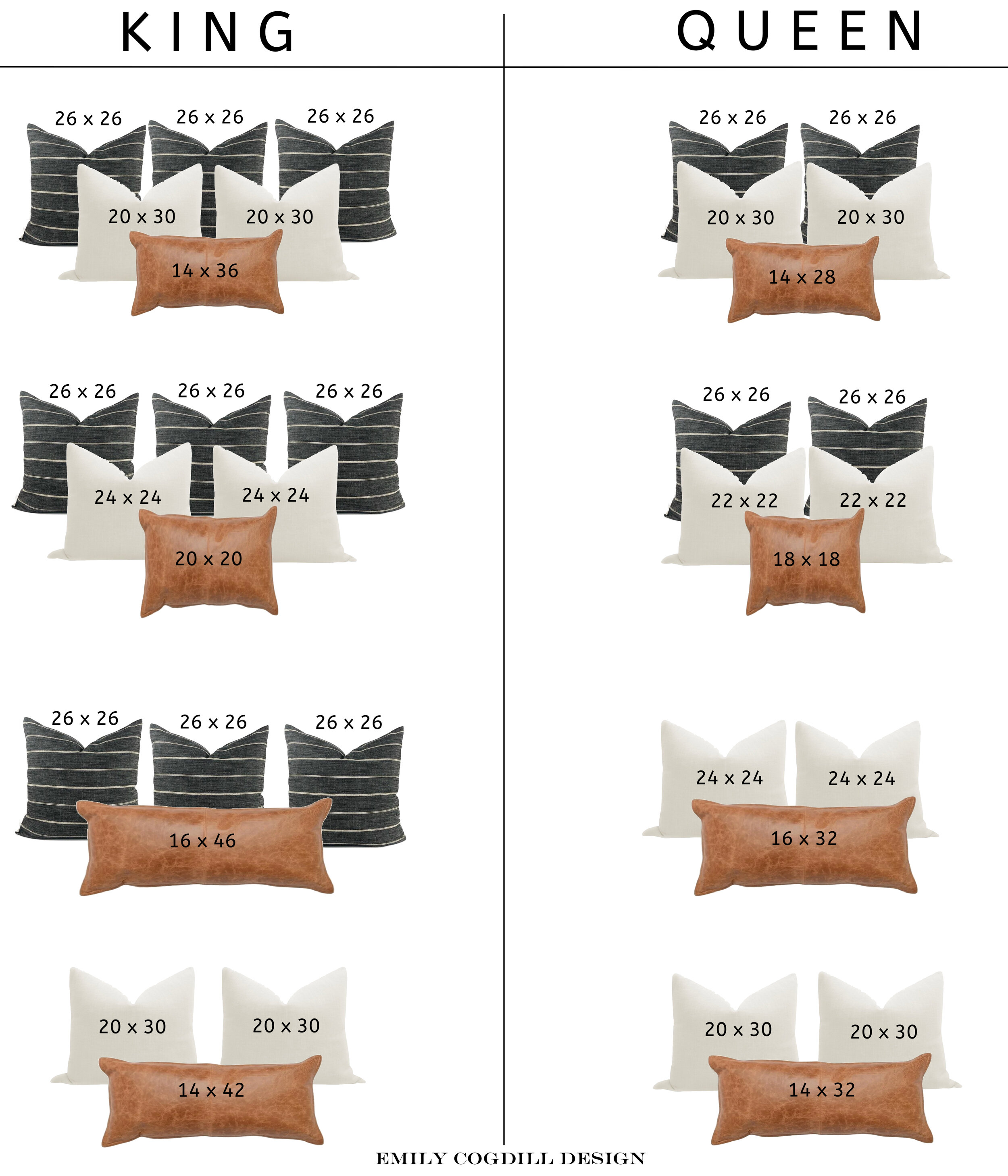 Pillow Combination Ideas For A King & Queen Bed