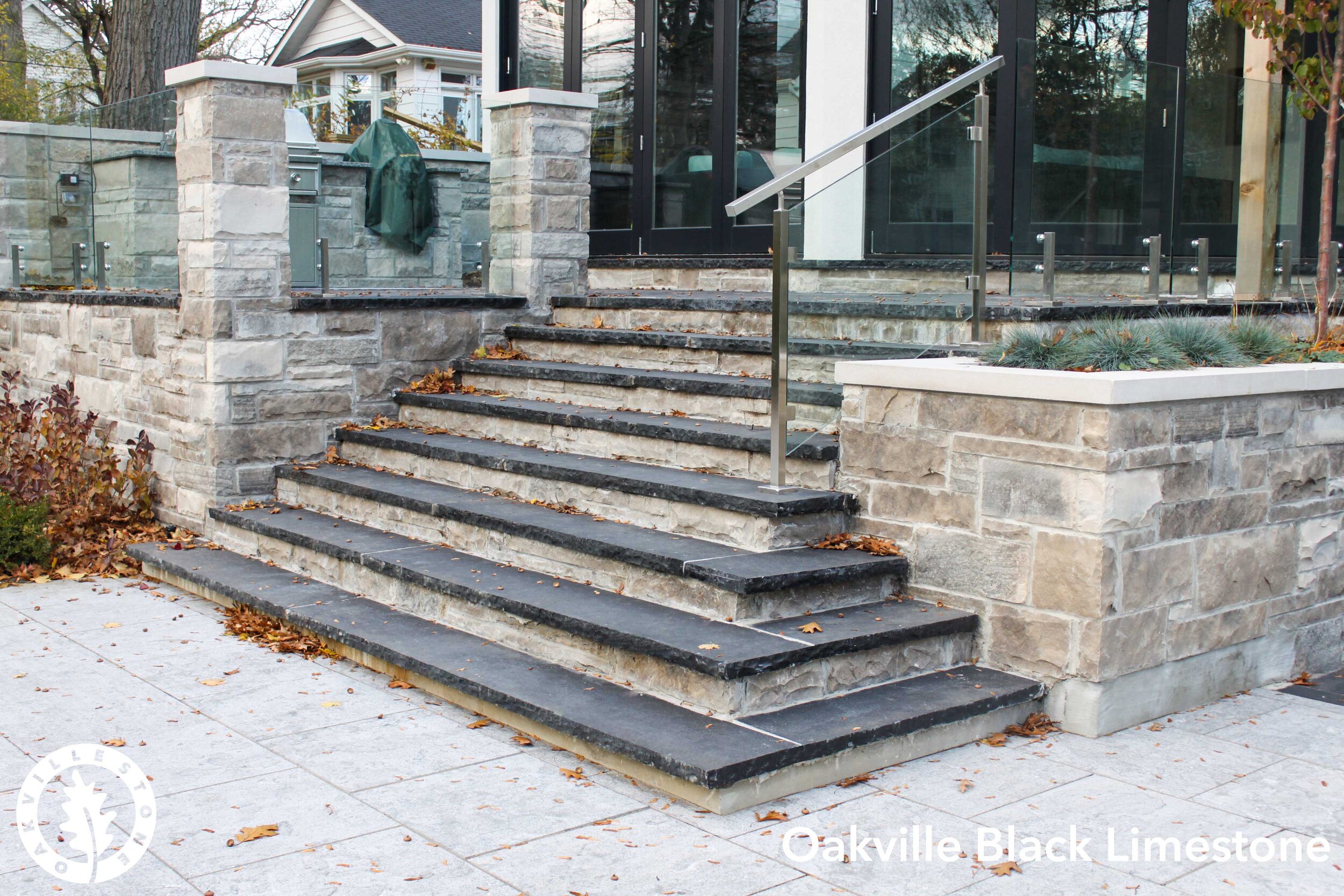 Oakville Black Limestone is available at mr. bin inc. our store is in a convenient location to provide the best experience for our clients. Best place to find Oakville stone pavers near Markham, Scarborough and all of GTA.