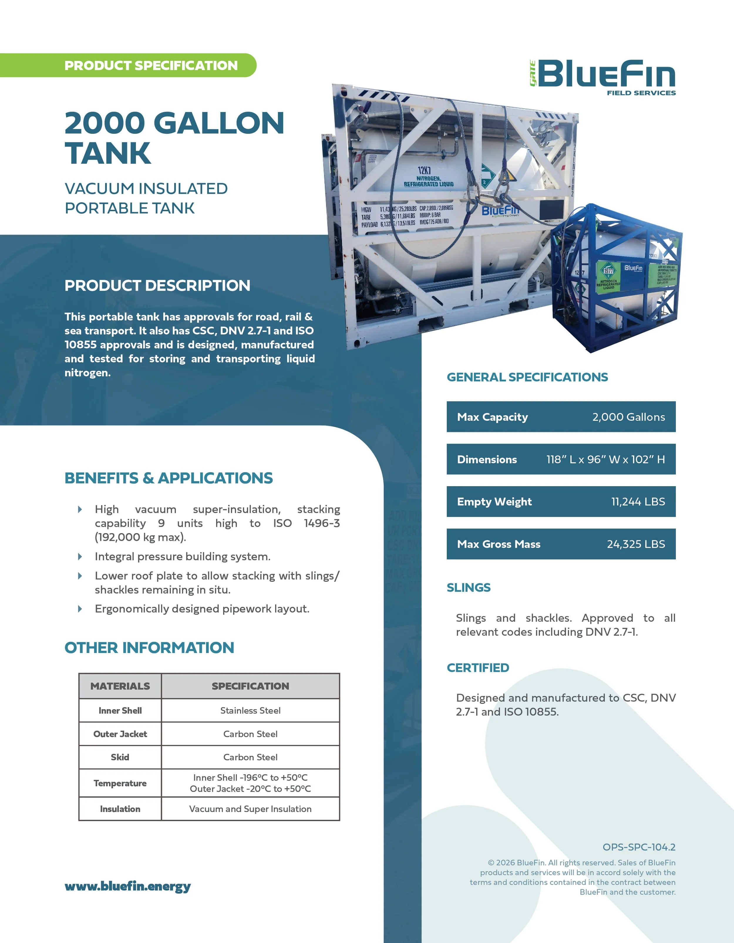 2000 Gallon Tank