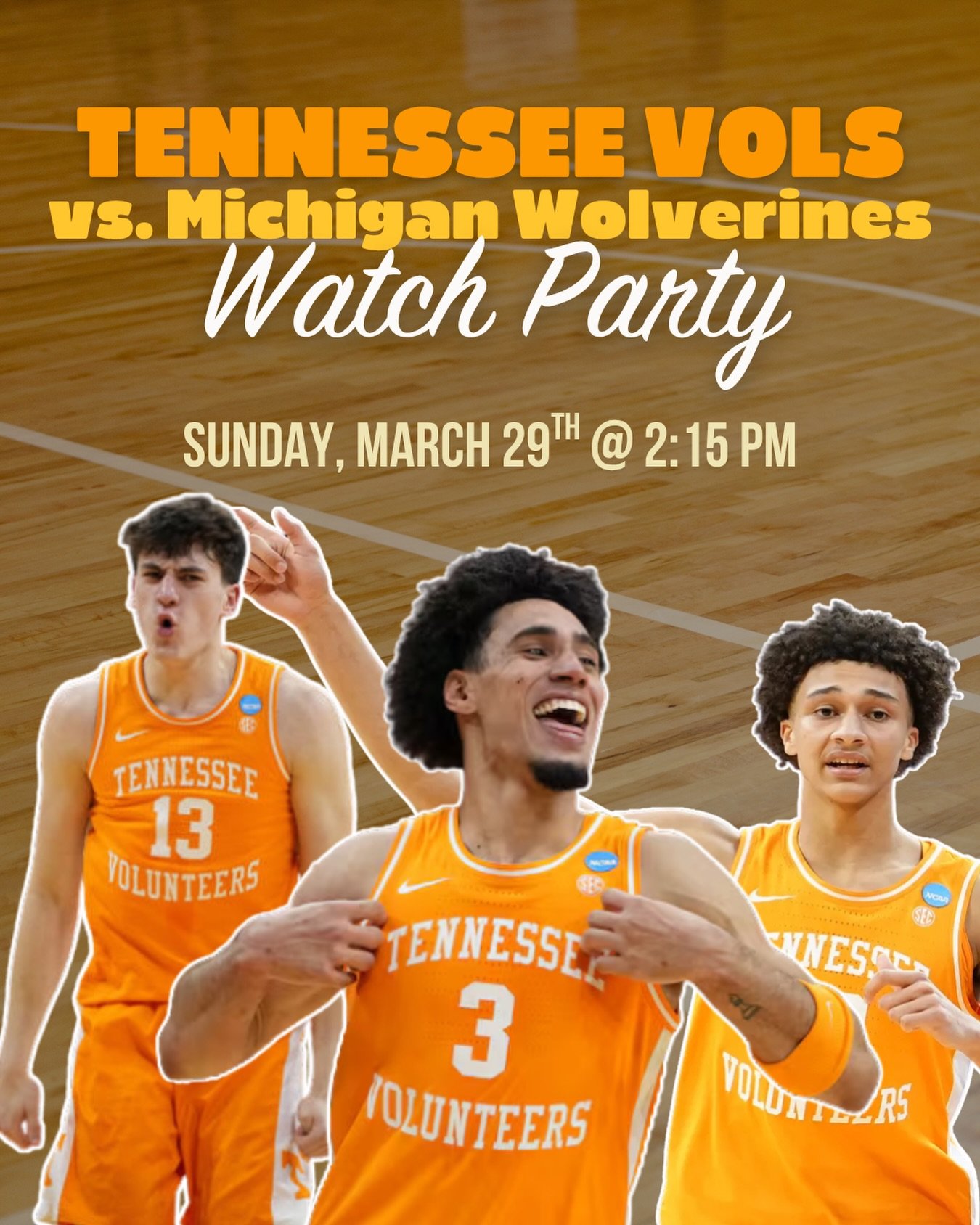 VOL NATION! WE MADE OUR WAY INTO THE FOURTH ROUND OF THE BIG TOURNAMENT!!!!!!!!! 🍊🏀

Join us at Fred&rsquo;s Around the Corner on Sunday, March 29th at 2:15 PM as Tennessee faces Michigan. There&rsquo;s nothing better than a room full of orange, ch