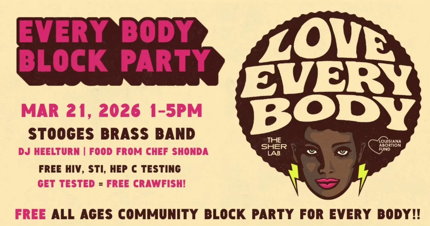 Everybody will feel the love at the Every Body Block Party, Next Saturday ❣️🎷

Come on out with your family to enjoy an afternoon of the Stooges Brass Band, DJ Heelturn, &amp; food by Chef Shonda

Everybody loves FREE: They'll have free crawfish &am