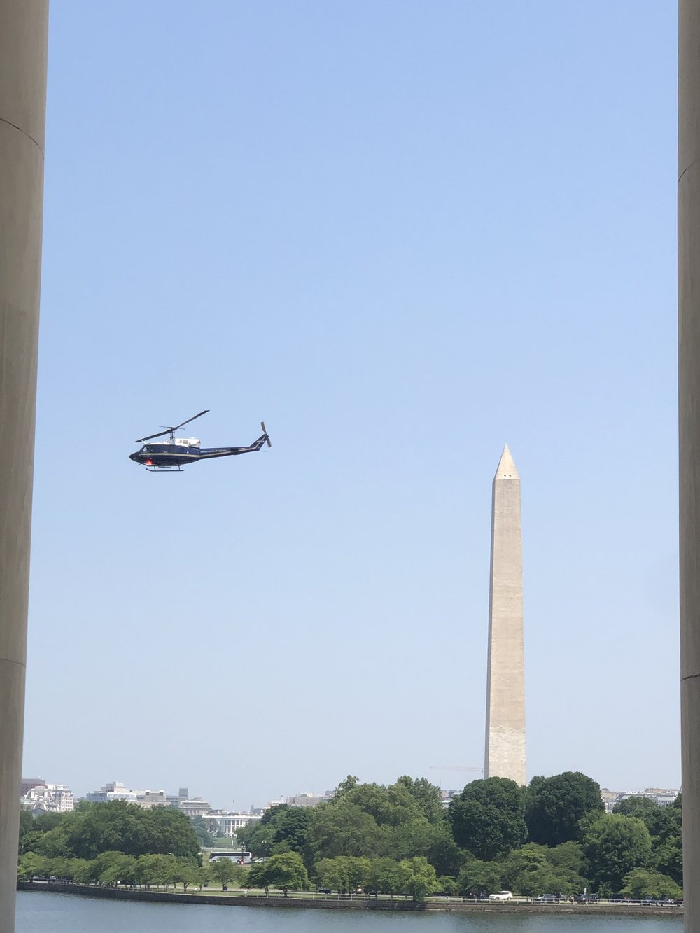Helicopter by Washington Memorial--maybe the president! (It's a no-fly zone except Executives).