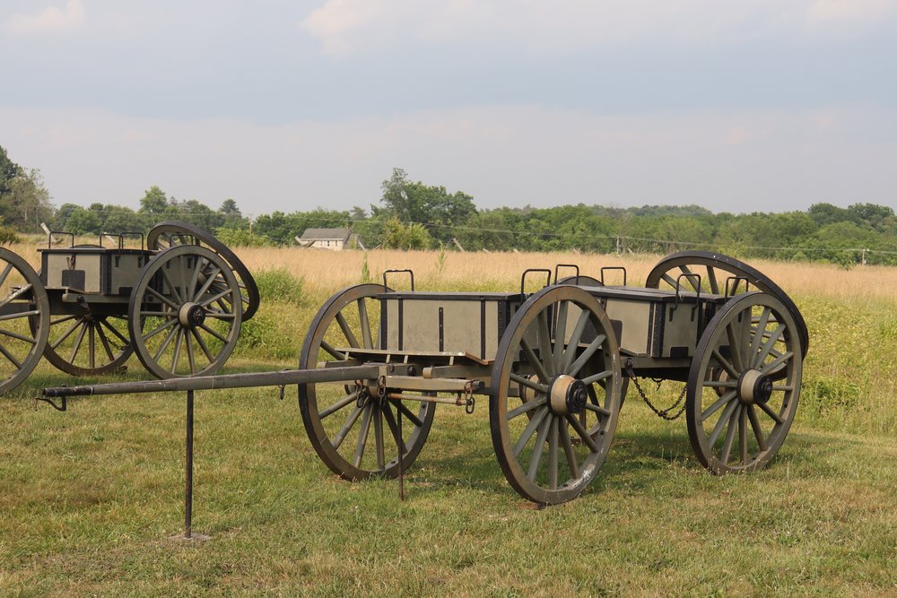 You know the chorus, "and the caissons go rolling along"? These are caissons, used to carry ammunition and supplies--and sometimes dead bodies.