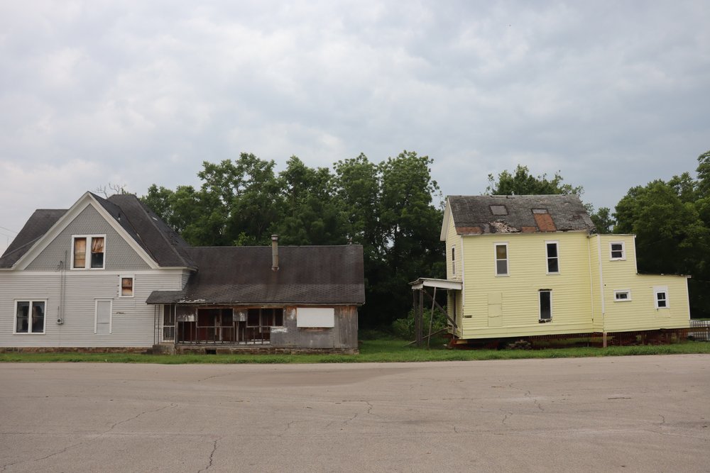 The town is a mix of rundown buildings and those that have been fixed up.