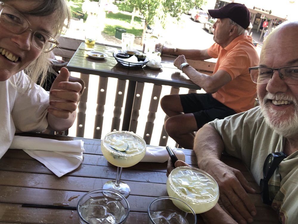 A selfie at a favorite restaurant balcony in Santa Fe.