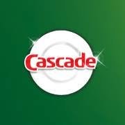 Cascade Platinum dish detergent logo with red and gray lettering on a white background.