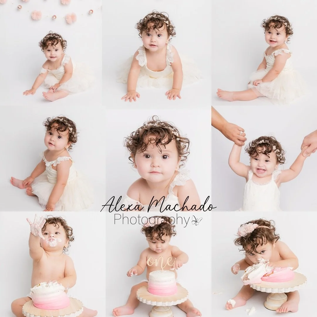 From newborn snuggles to sweet smiles,time really does fly! 💕 #MilestoneSession #BabyPhotography #CakeSmashSession #OneYearPhotos #FirstBirthdaySession #CakeSmashPhotography #AlexaMachadoPhotography