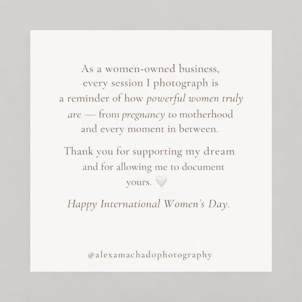 As a women-owned business, every session I photograph is a reminder of how powerful women truly are &mdash; from pregnancy to motherhood and every moment in between.

Thank you for supporting my dream and for allowing me to document yours. 🤍

Happy 