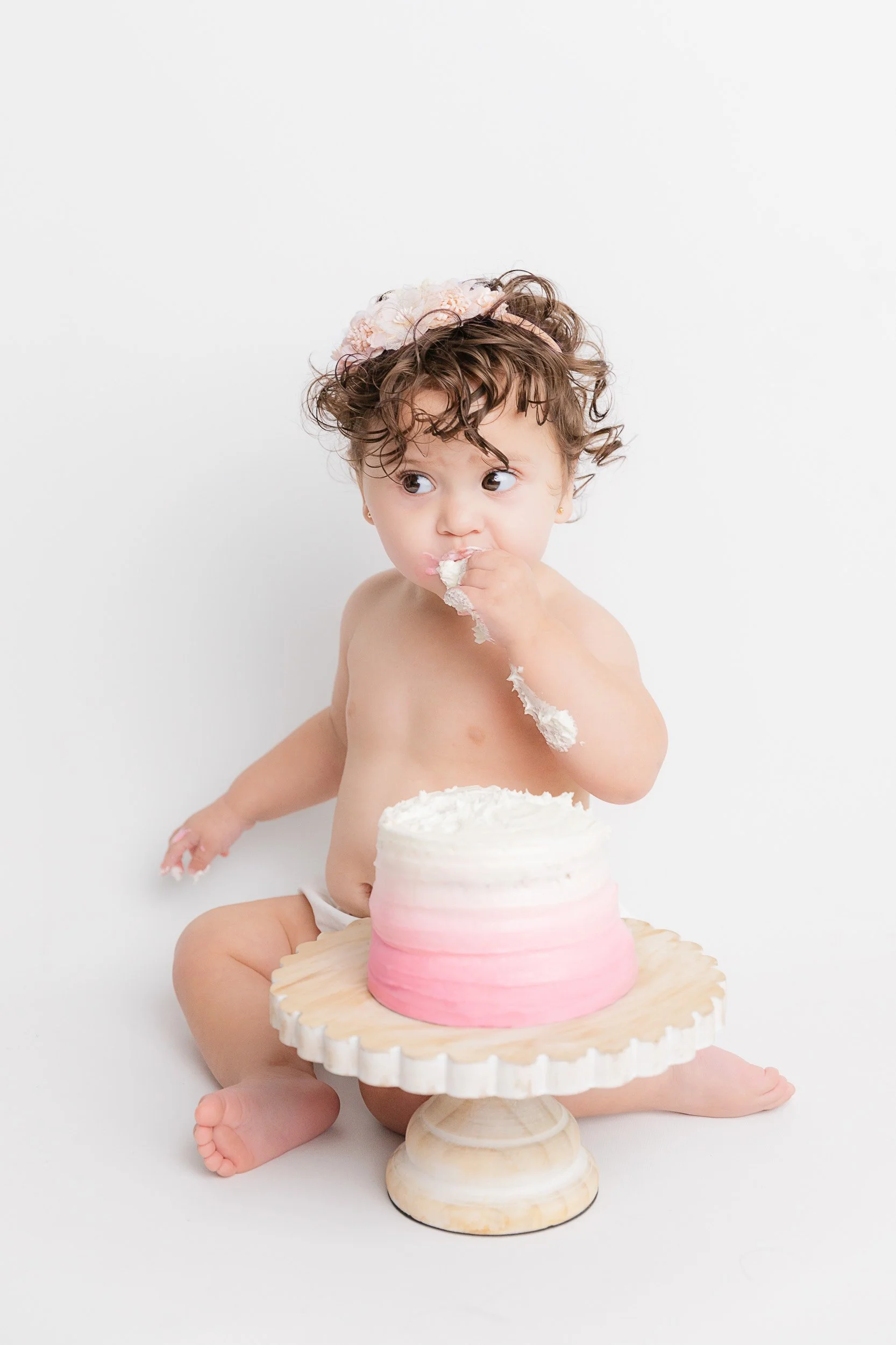 baby first birthday cake smash at home in Trinity Florida natural light photography