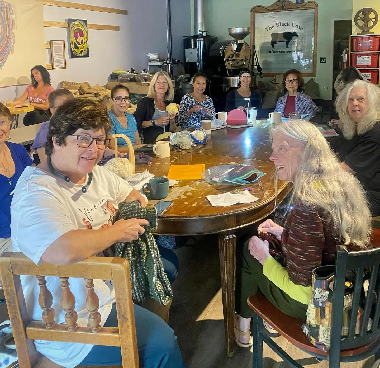 Want to knit a scarf 🧶🧣 to keep you warm this winter? The Black Cow Knitting Crew meets Wednesdays and Friday mornings. These lovely ladies are friendly and knowledgeable plus they know all the tea ☕️ about what&rsquo;s happening around town 😉