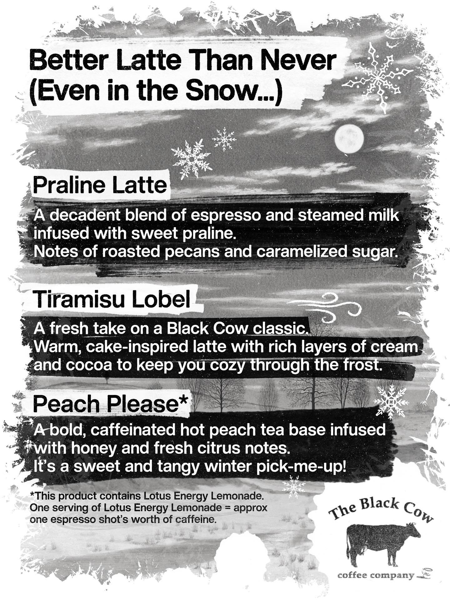 Winter has arrived &mdash; and so has our menu! ❄️

Cozy in a cup, sharp where it counts, and smooth enough to make January feel almost friendly. ⛄️

Visit us, try a cup!