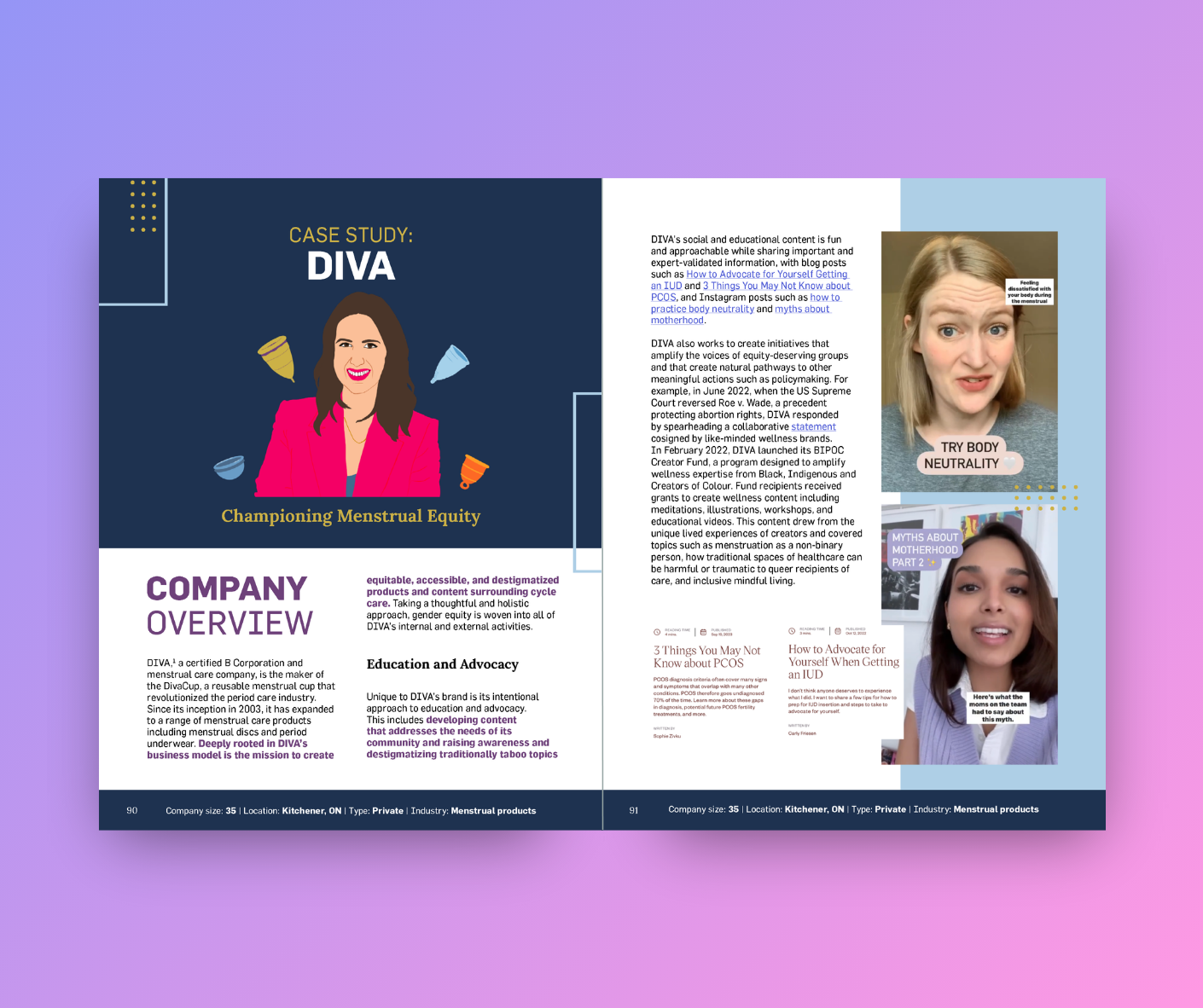 Two-page layout from the Diva case study in the Accelerating Systemic Change Toolkit.
