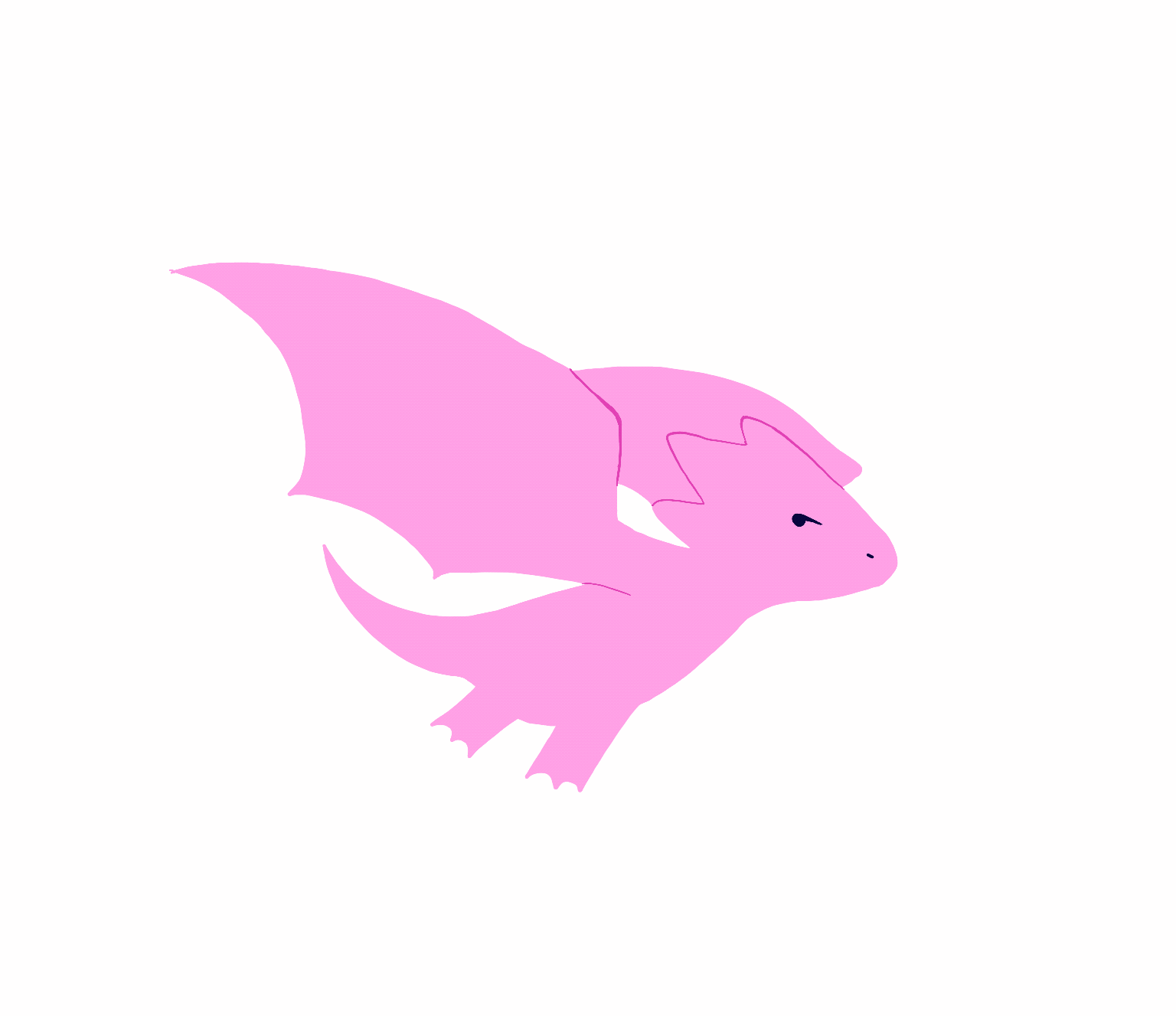 Gif of a pink dragon bopping along.