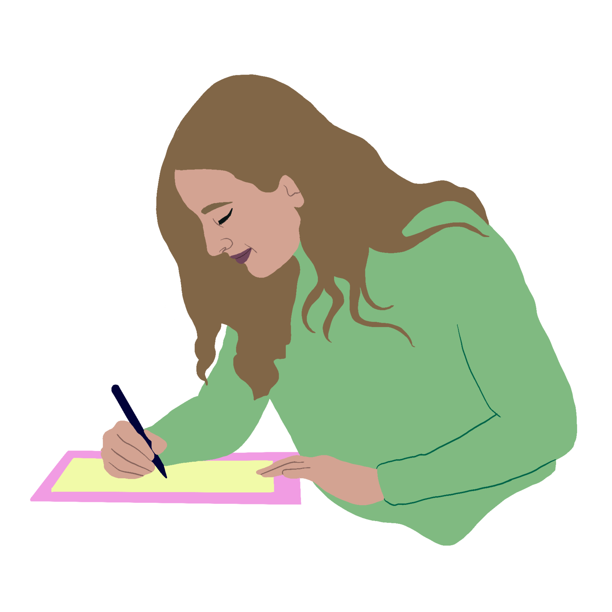 Illustration of a young woman drawing.
