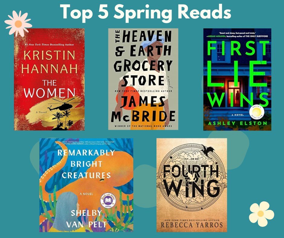 𝐇𝐚𝐯𝐞 𝐲𝐨𝐮 𝐫𝐞𝐚𝐝 𝐚𝐧𝐲 𝐨𝐟 𝐭𝐡𝐞𝐬𝐞 𝐛𝐨𝐨𝐤𝐬? Here are the 𝐓𝐨𝐩 𝟓 most popular reads at our libraries this Spring! Reserve your copy by visiting the online catalog here: https://sarac.scgov.net/

1. 𝑻𝒉𝒆 𝑾𝒐𝒎𝒆𝒏 by Kristin Hanna