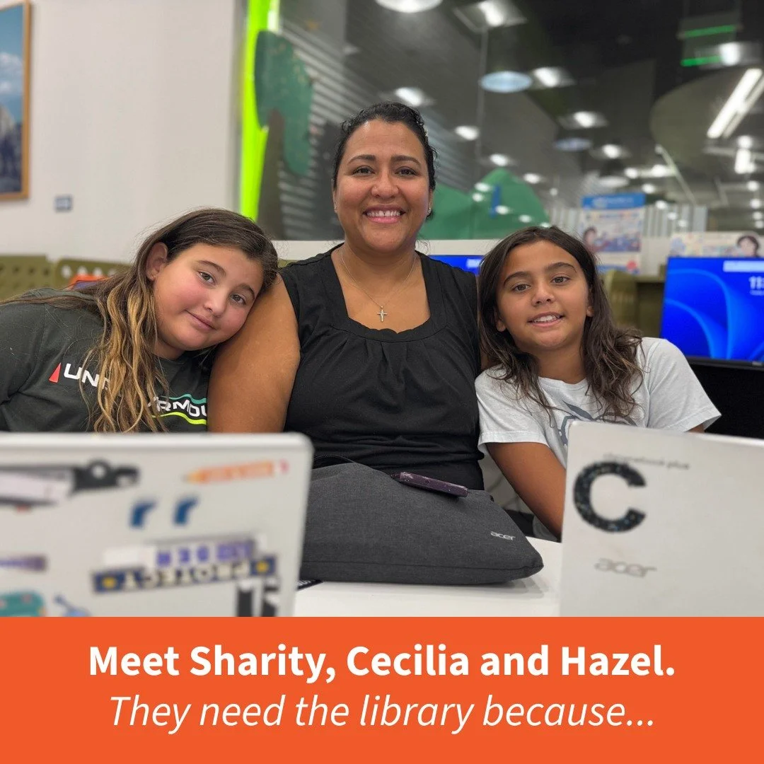 Meet North Port Library patrons Sharity, Cecilia and Hazel. They love their local library, but they also enjoy visiting new libraries when they&rsquo;re in the area. We love seeing them, and the many other families who enjoy our libraries every day.
