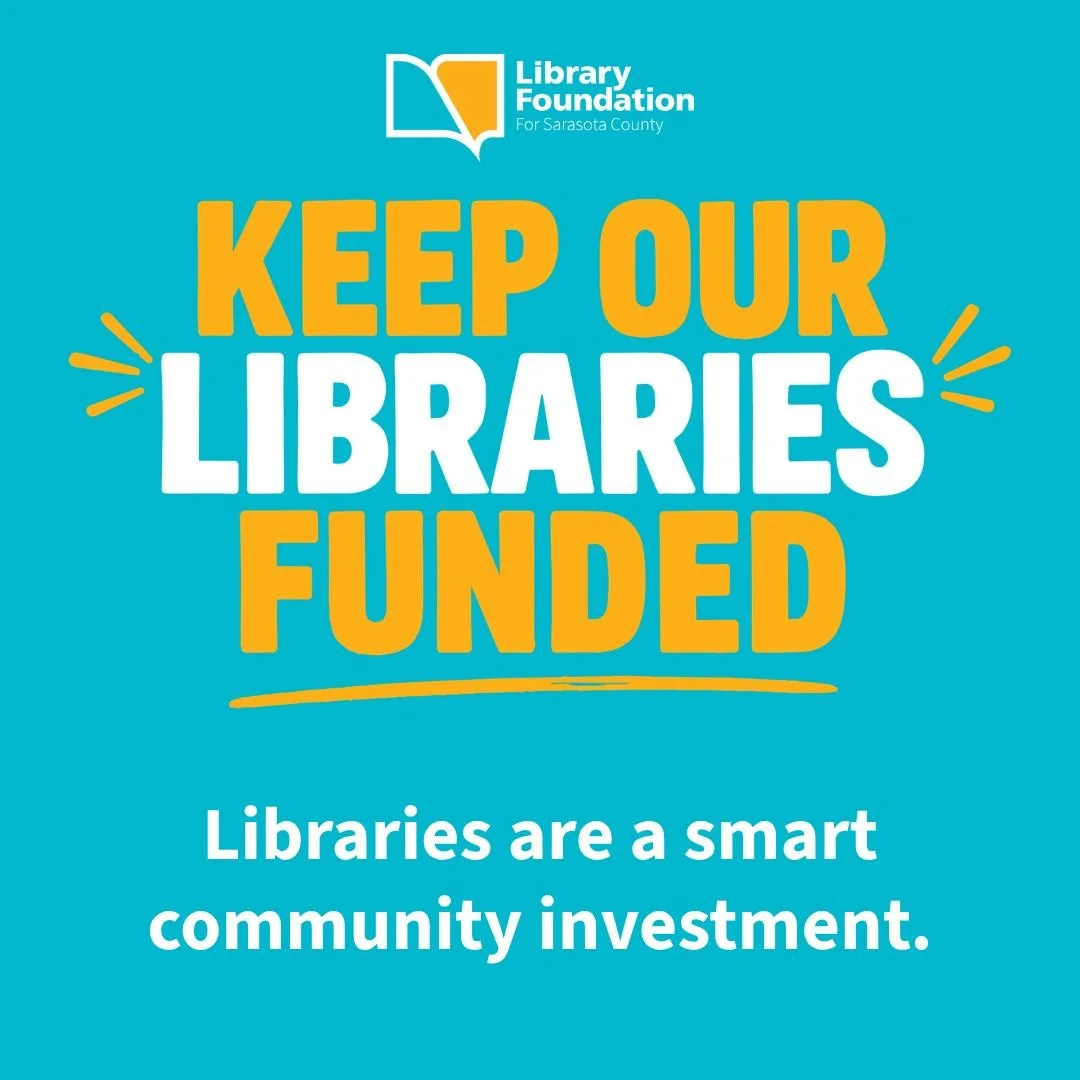 Sarasota County public libraries serve the entire community with less than 1% of the county budget. And with that small slice 🍰 of the budget pie, residents receive unlimited access to books, digital resources, programs, technology, and more for wha