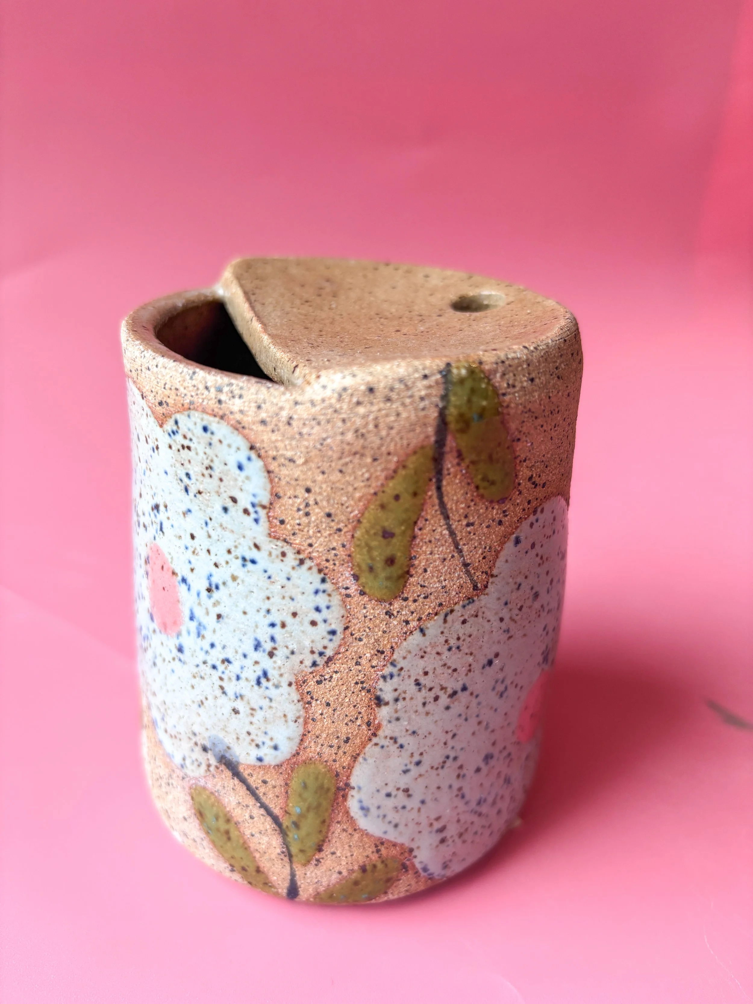 Blue Florals Speckled Travel Mug