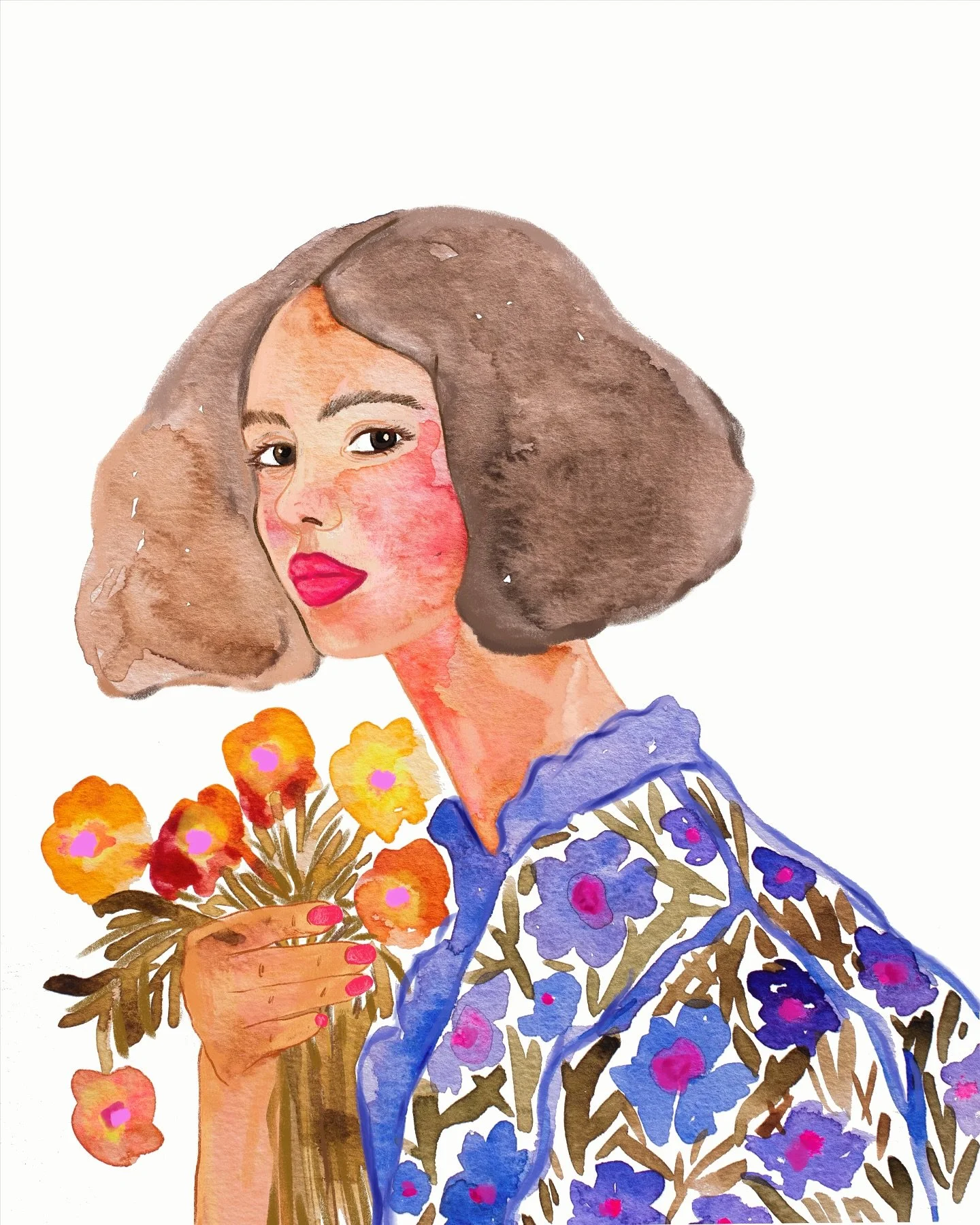 Grateful to be so busy with ceramics but really missing painting my girls. Can’t wait to get back to some watercolour experiments like this gal. Our friends at @blackrabbit.kitchen have some prints of this if you’re interested in bringing