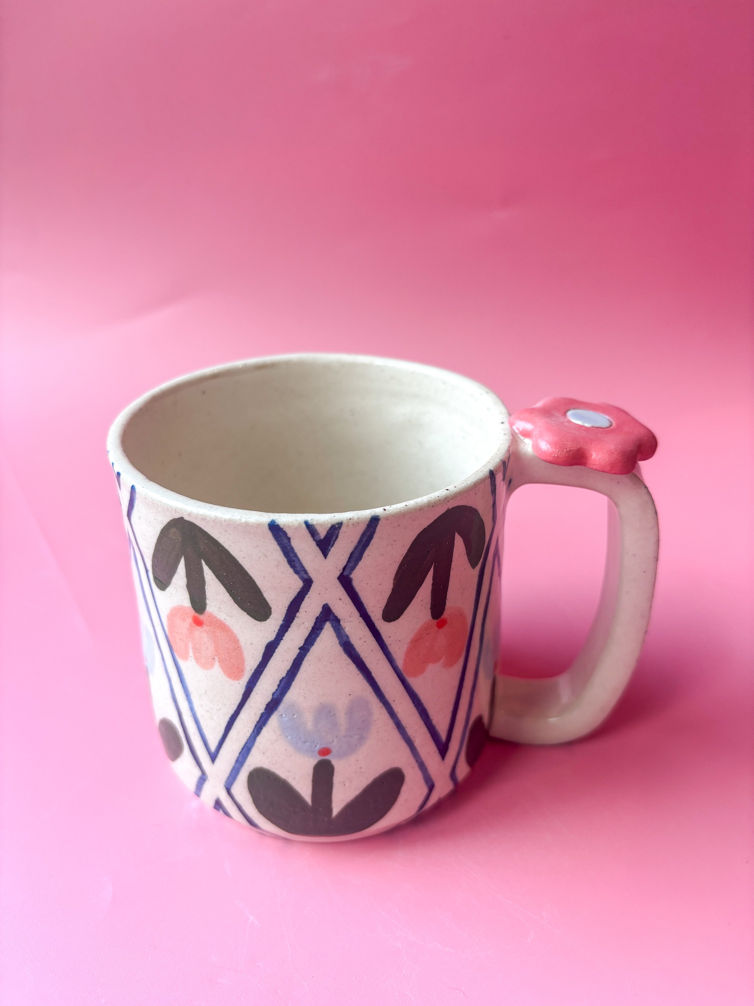 Large Blue Diamond Quilt Mug