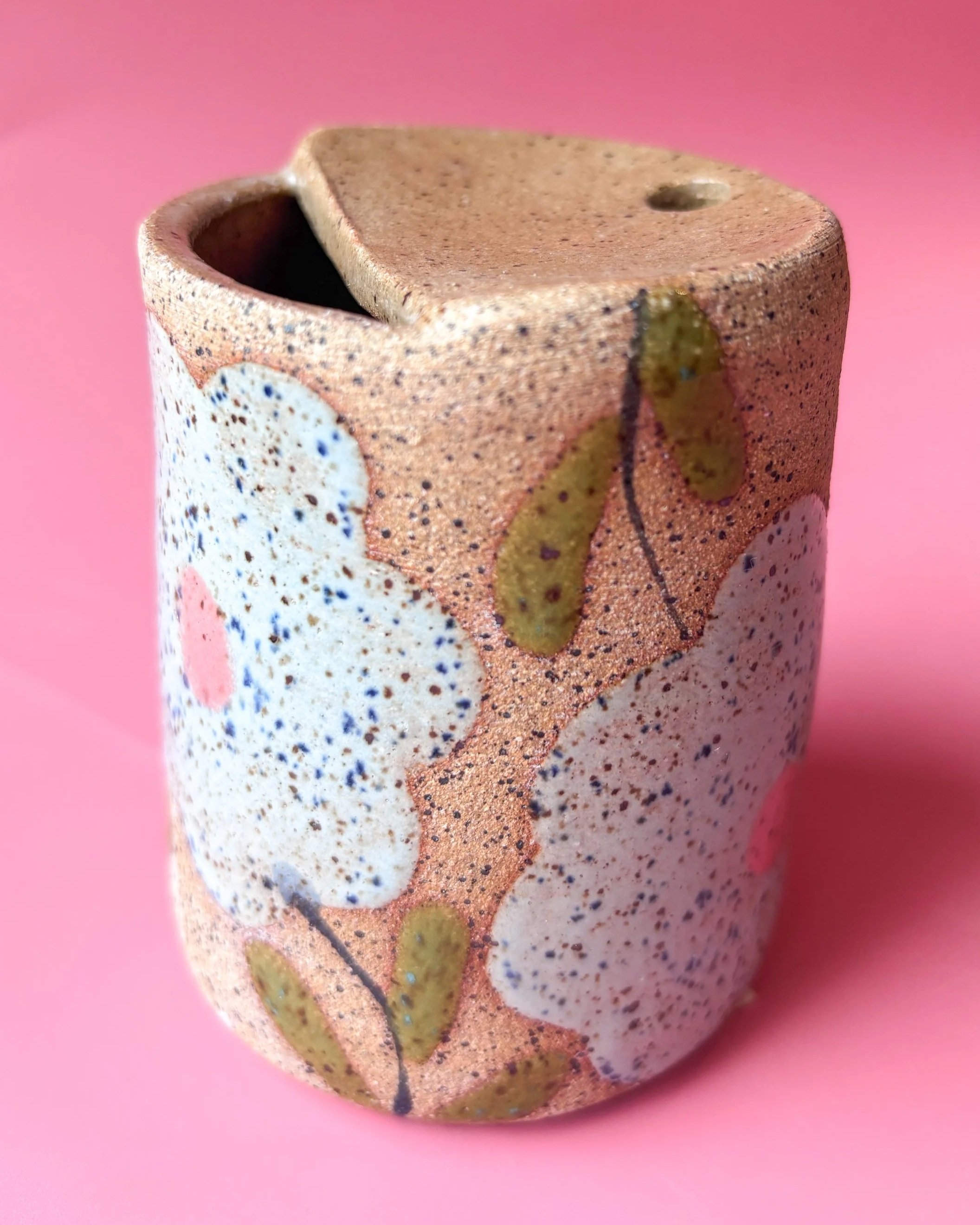 Blue Florals Speckled Travel Mug