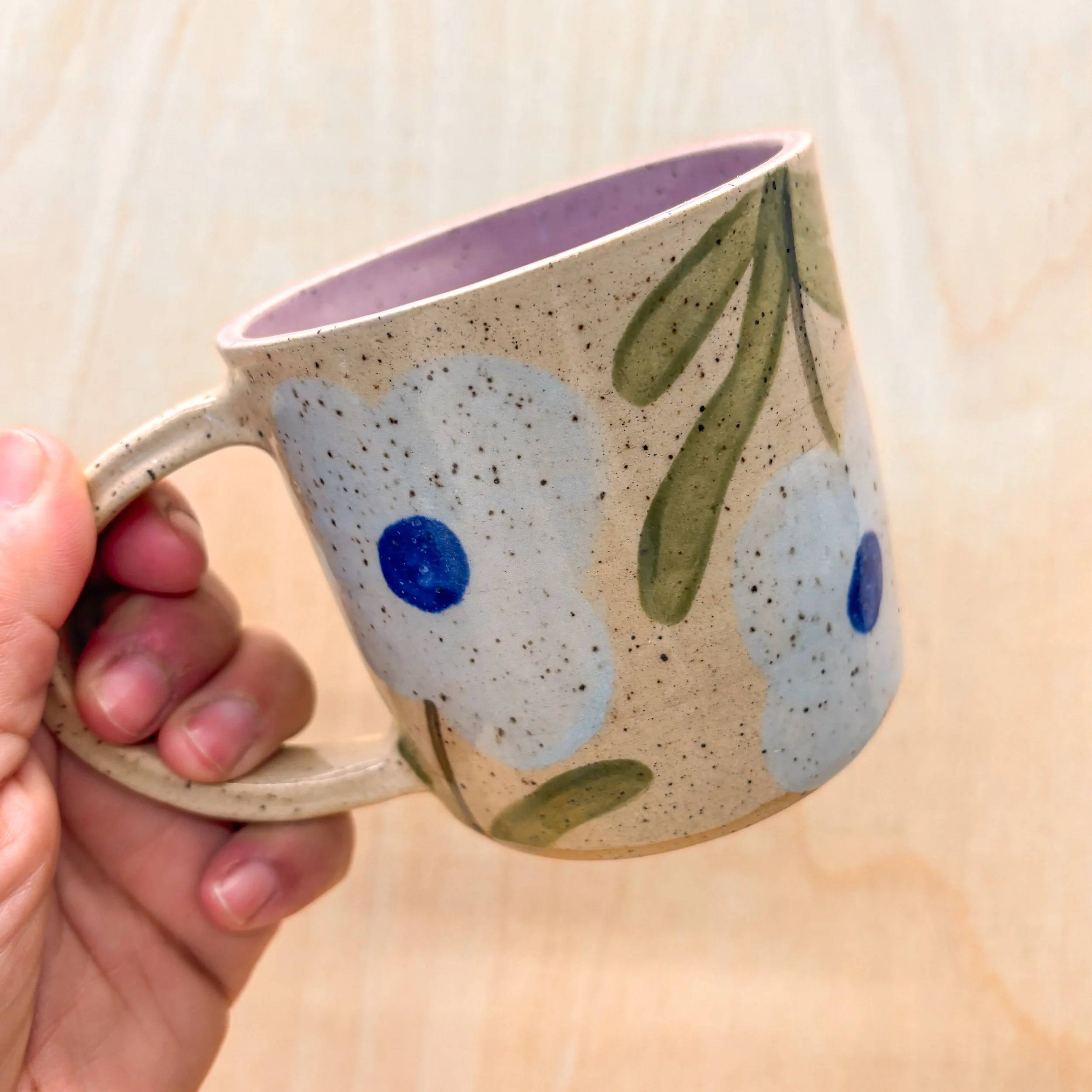 Blue Flowers Speckled Mug