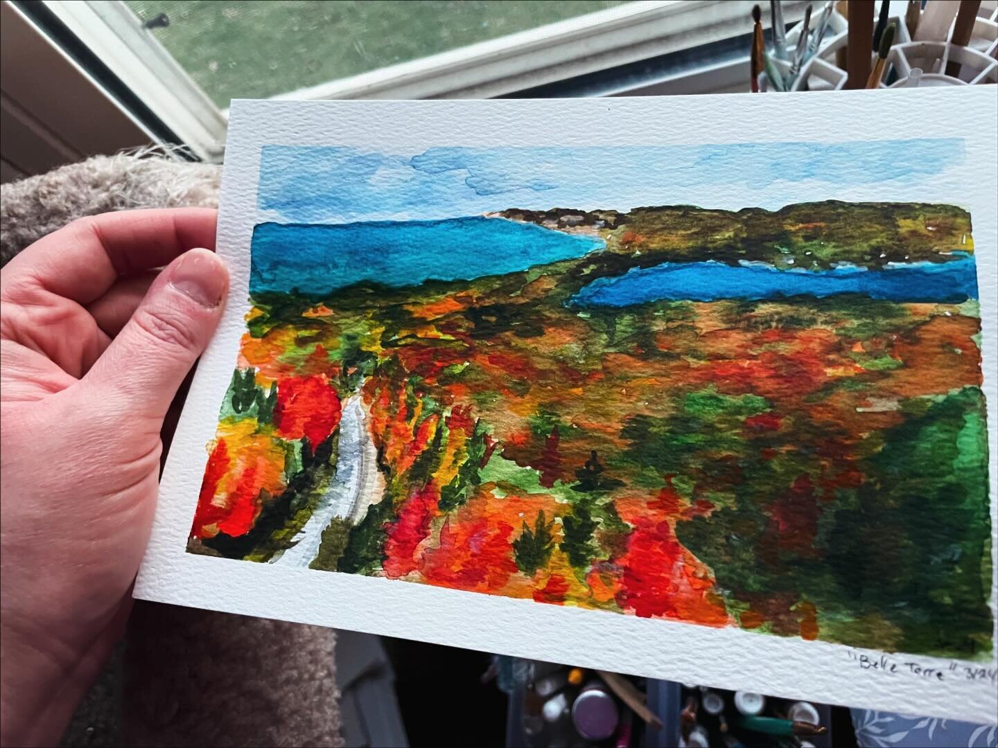 I&rsquo;m not used to a looser style but I think I like it? 

#watercolor #landscape #watercolorlandscape #northernmichigan #arcadia #autumn #lakemichigan