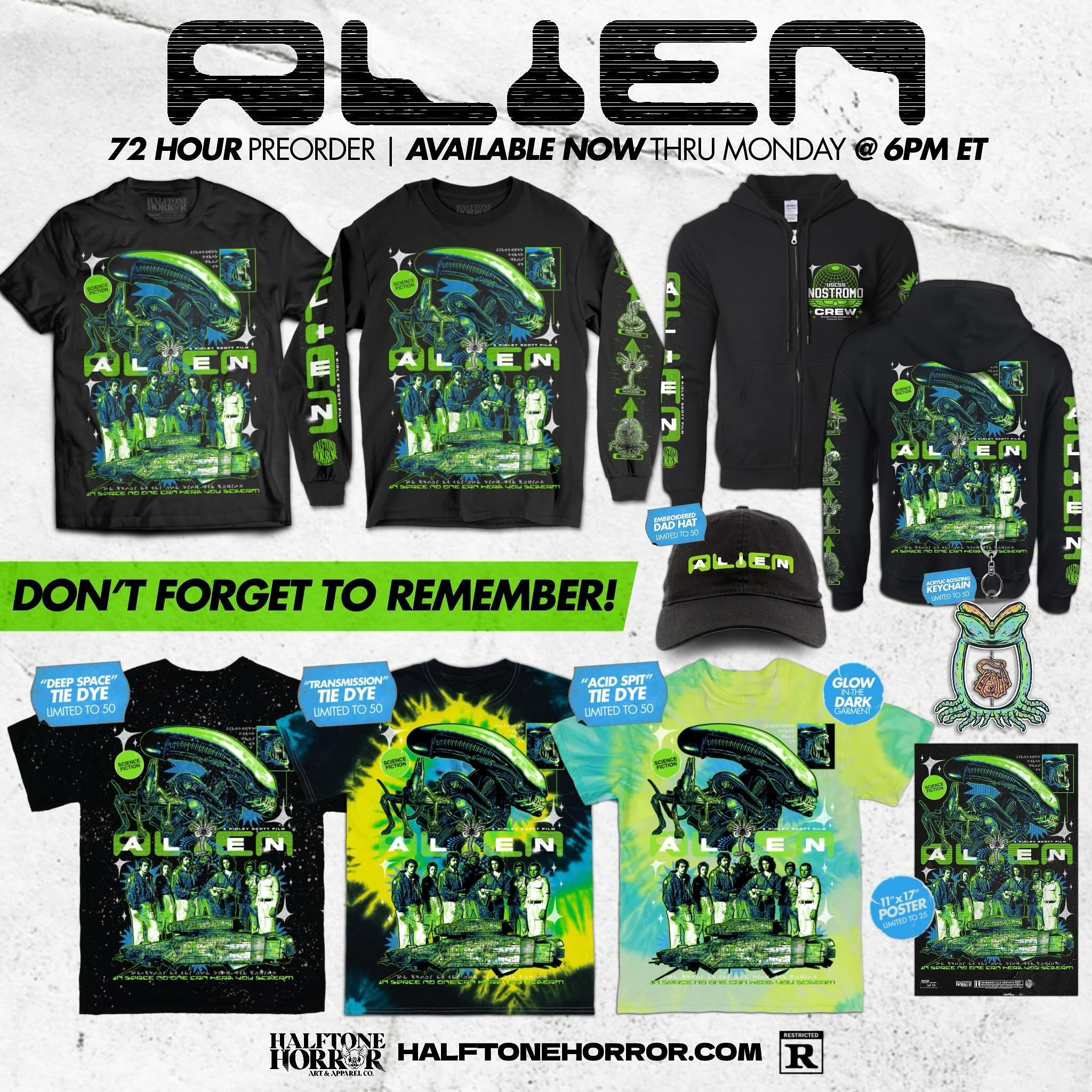 AVAILABLE NOW 👽
.
Happy Alien Day! Our new collection is up for preorder now. Tees, tie dyes, long sleeves, hoodies, NEW rotating keychain and MORE! Available for 72 hours only so don&rsquo;t be a space case and forget. Grab yours today 🛸
.
#alien 