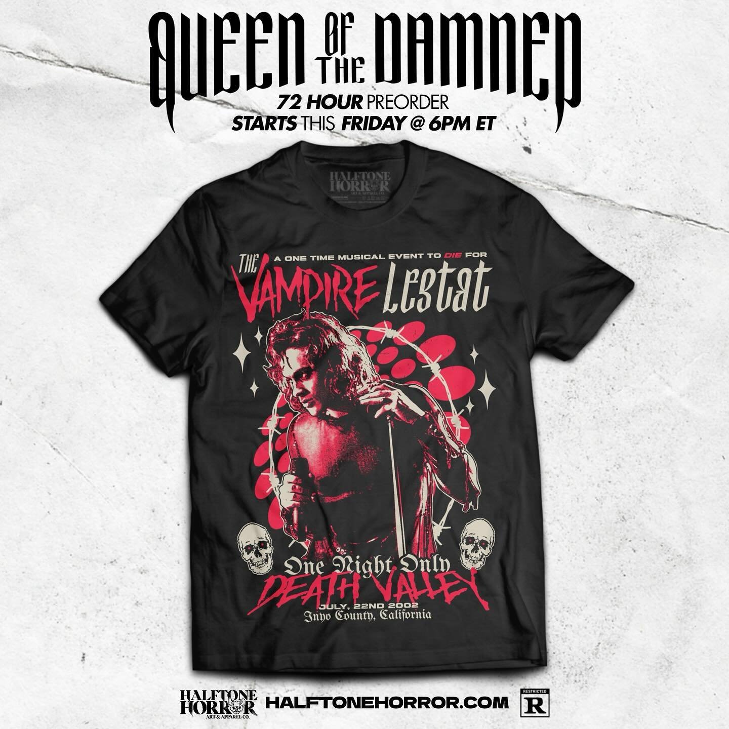 FRIDAY @ 6PM ET 🫀🩸
.
We couldn&rsquo;t NOT make a concert tee for The Vampire Lestat! Preorder yours this Friday, May 10th. Leftovers, as always, will be extremely limited so set those alarms and DON&rsquo;T FORGET TO REMEMBER🦇 Which piece(s) are 