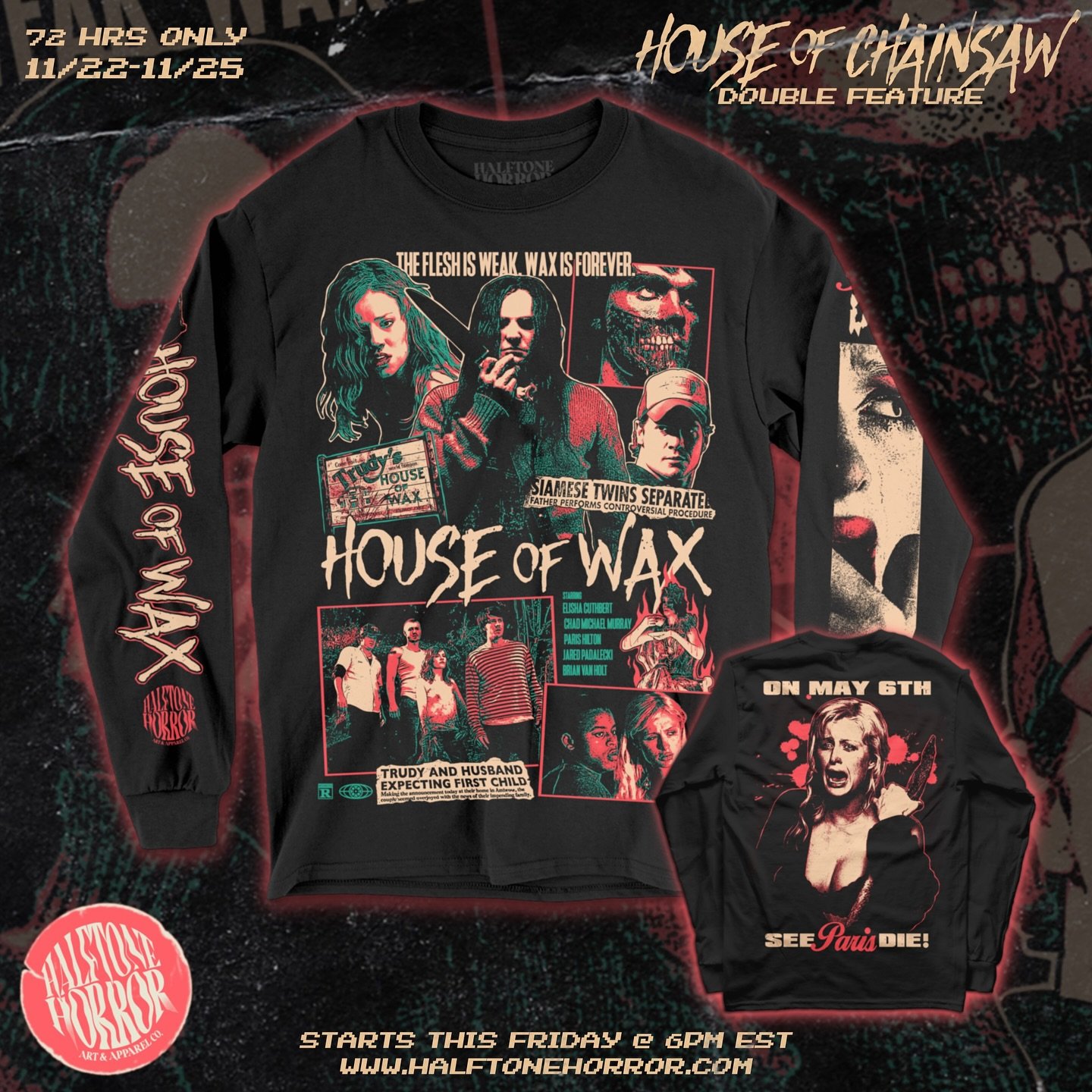TOMORROW @ 6PM EST 🩸
.
The MELT is on! House of Chainsaw double feature starts tomorrow night! All kinds of 2000&rsquo;s goodness hitting the shop so don&rsquo;t forget to remember. 
.
Set reminders/ sign up for our emails so you don&rsquo;t miss ou