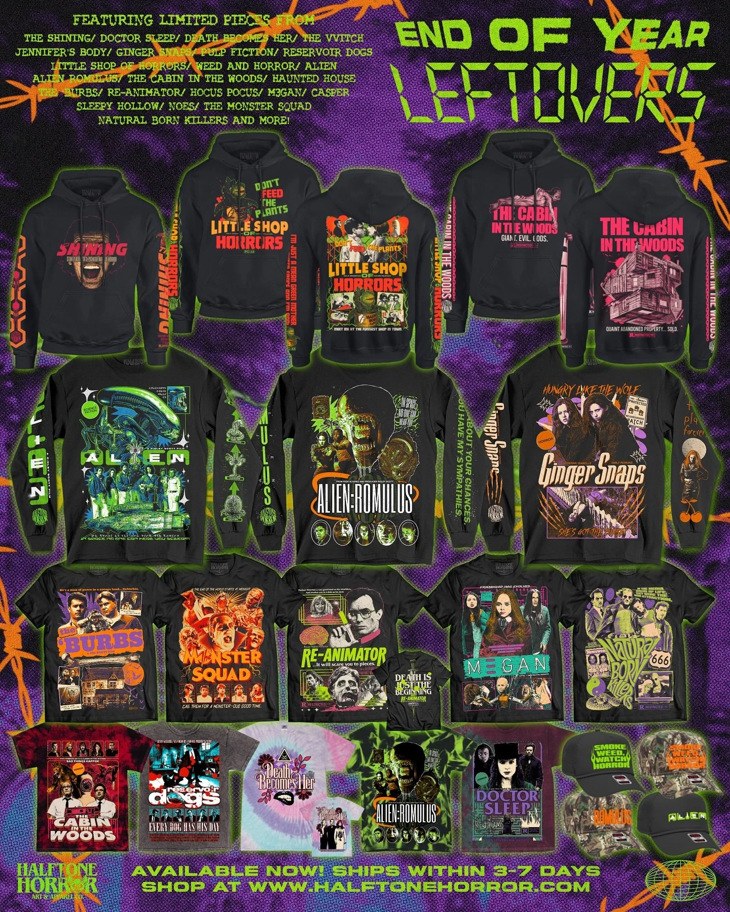 AVAILABLE NOW 🦇
.
Our end of the year LEFTOVERS are finally here! Along with the new poster graveyard where retiring prints are now ONLY $10. Not to mention clearance tees for $10 and ALL old leftovers are $10 off! Don&rsquo;t forget to grab our sto