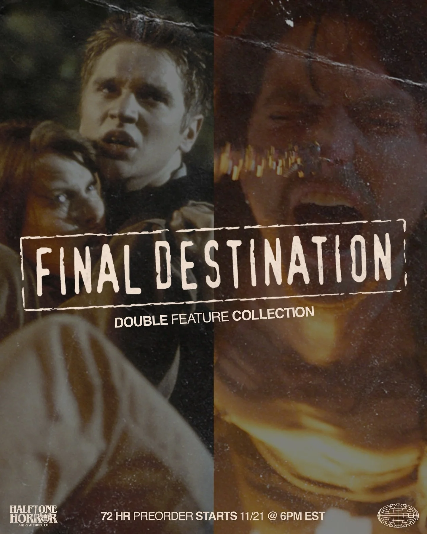 NEW COLLECTION 💀 11/21
.
Final Destination double feature collection hits the shop this weekend! We&rsquo;d be lying if we said we don&rsquo;t enjoy this whole franchise for the insanity that it is. Don&rsquo;t worry, sequel drops are being planned 