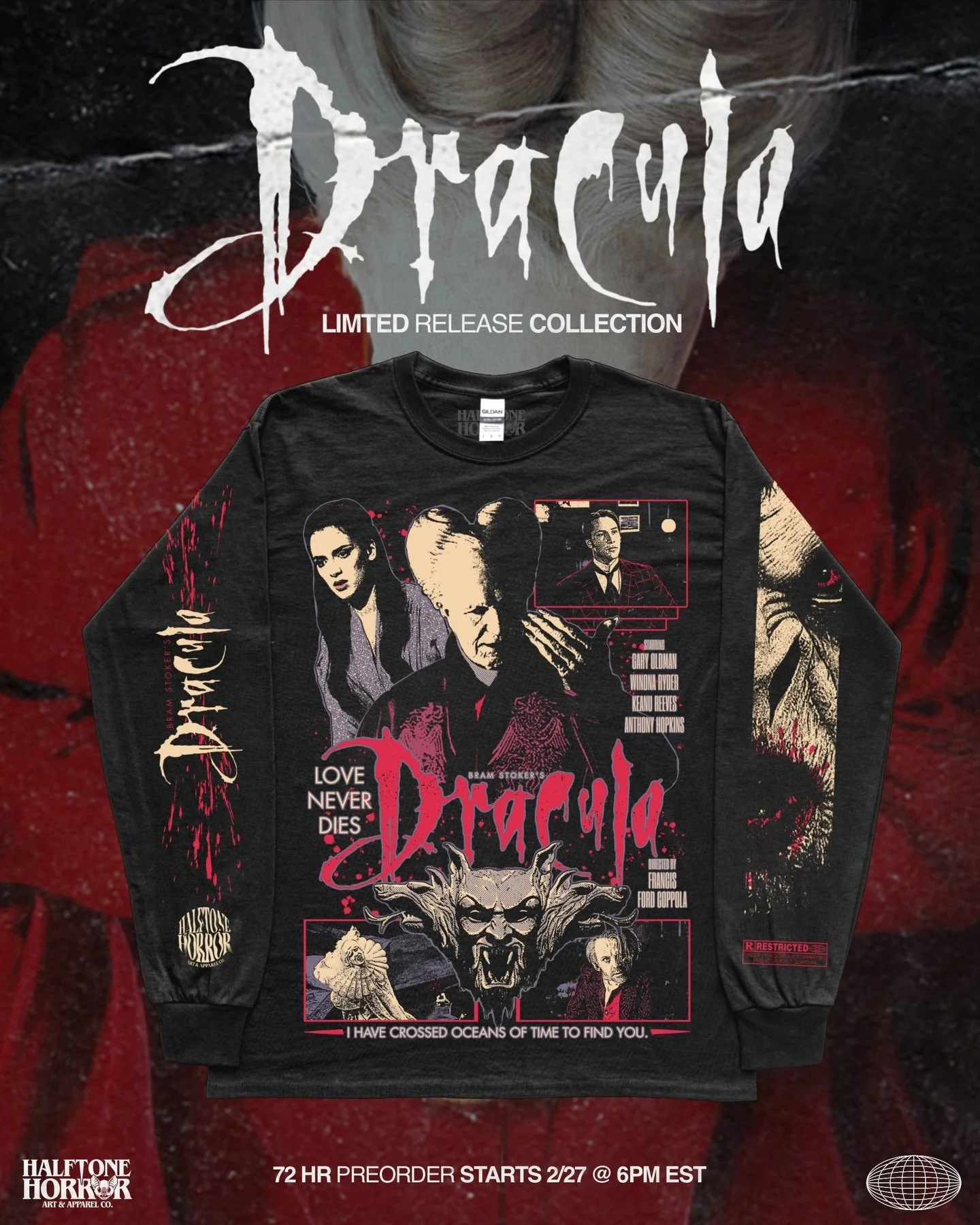 THIS FRIDAY🩸
.
Here&rsquo;s a look at our Dracula collection! Available for 72 hrs only. Set those reminders and sign up for our email newsletter so you never miss out on a drop!
.
Preorder STARTS Friday, Feb. 27th @ 6PM EST