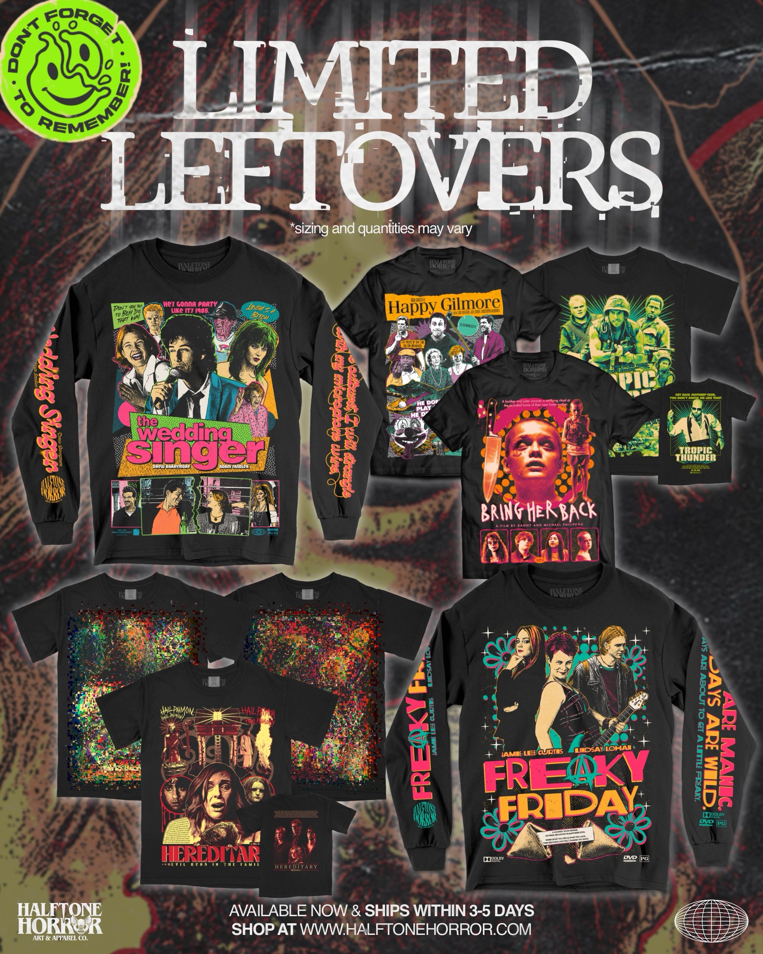 LEFTOVERS Available NOW 🦇
.
Our limited leftovers are in the shop now! Quantities and sizes may vary so grab &lsquo;em while the gettin&rsquo;s good. Up on the site until they&rsquo;re gone!
.
Leftovers ship within 3-5 days 🚛
