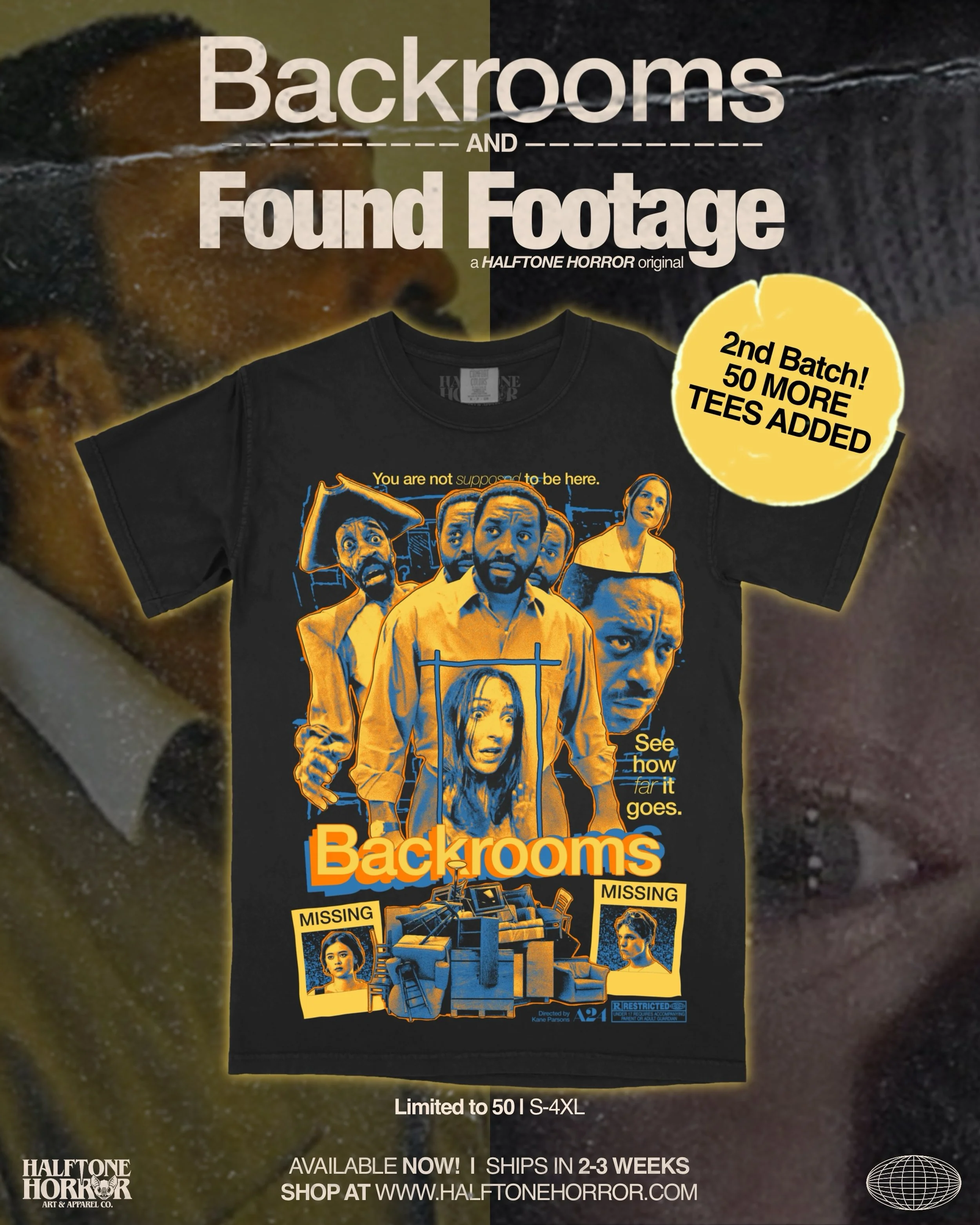 AVAILABLE AGAIN! 📺
.
It happened again! You guys sold out the Backrooms tee super fast so we have added an additional 50 to the shop. This will be your last chance for a while so grab one before they&rsquo;re gone 🫠