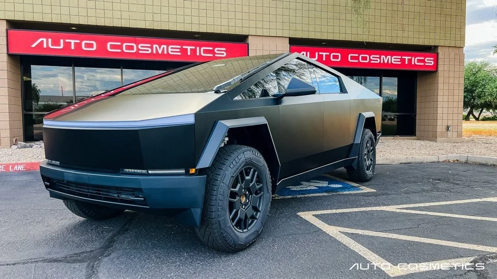 Tesla Cybertruck at Auto Cosmetics, Tesla window tint specialists, for a Mesa customer