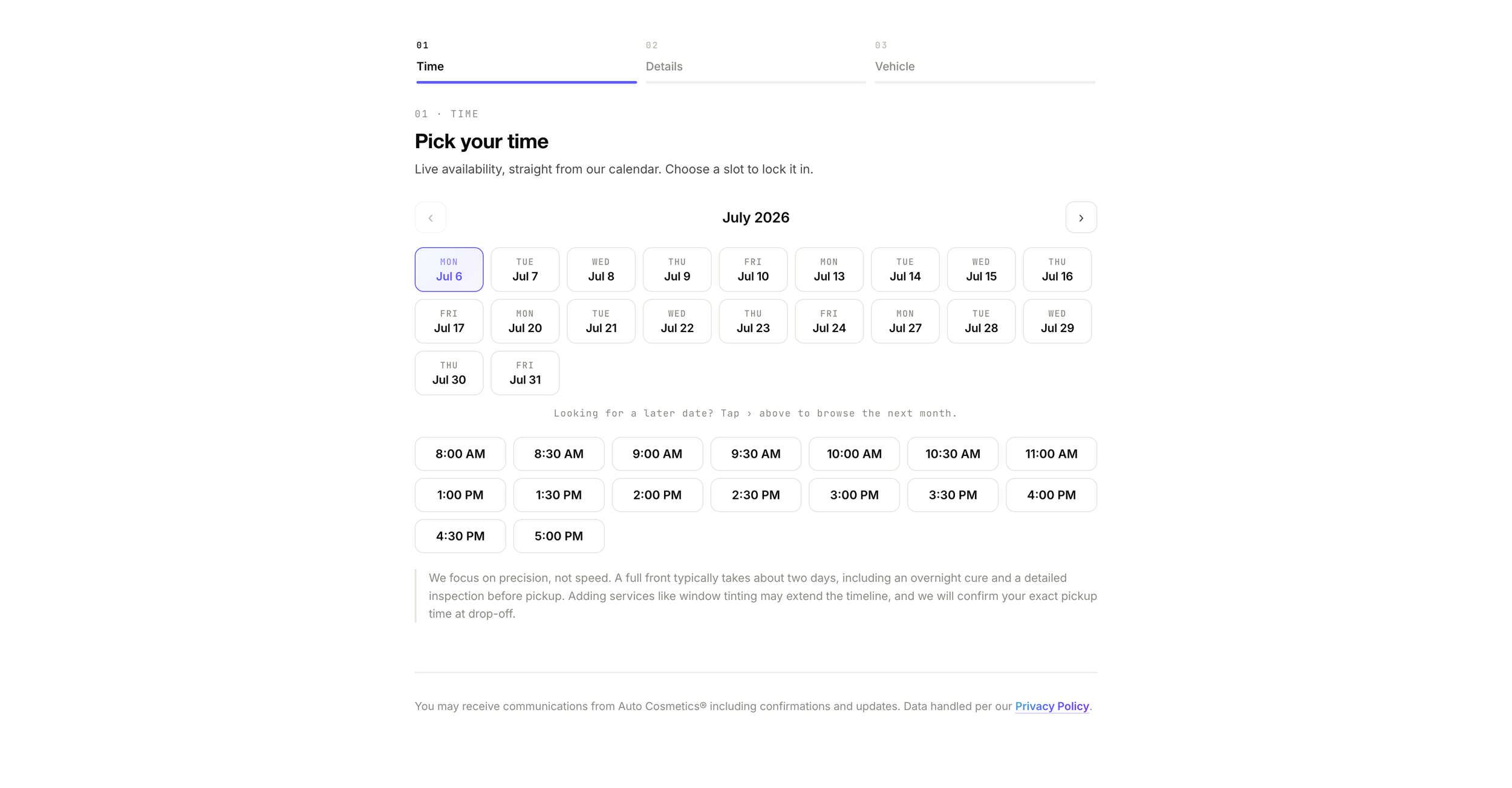 Appointment Booking Calendar